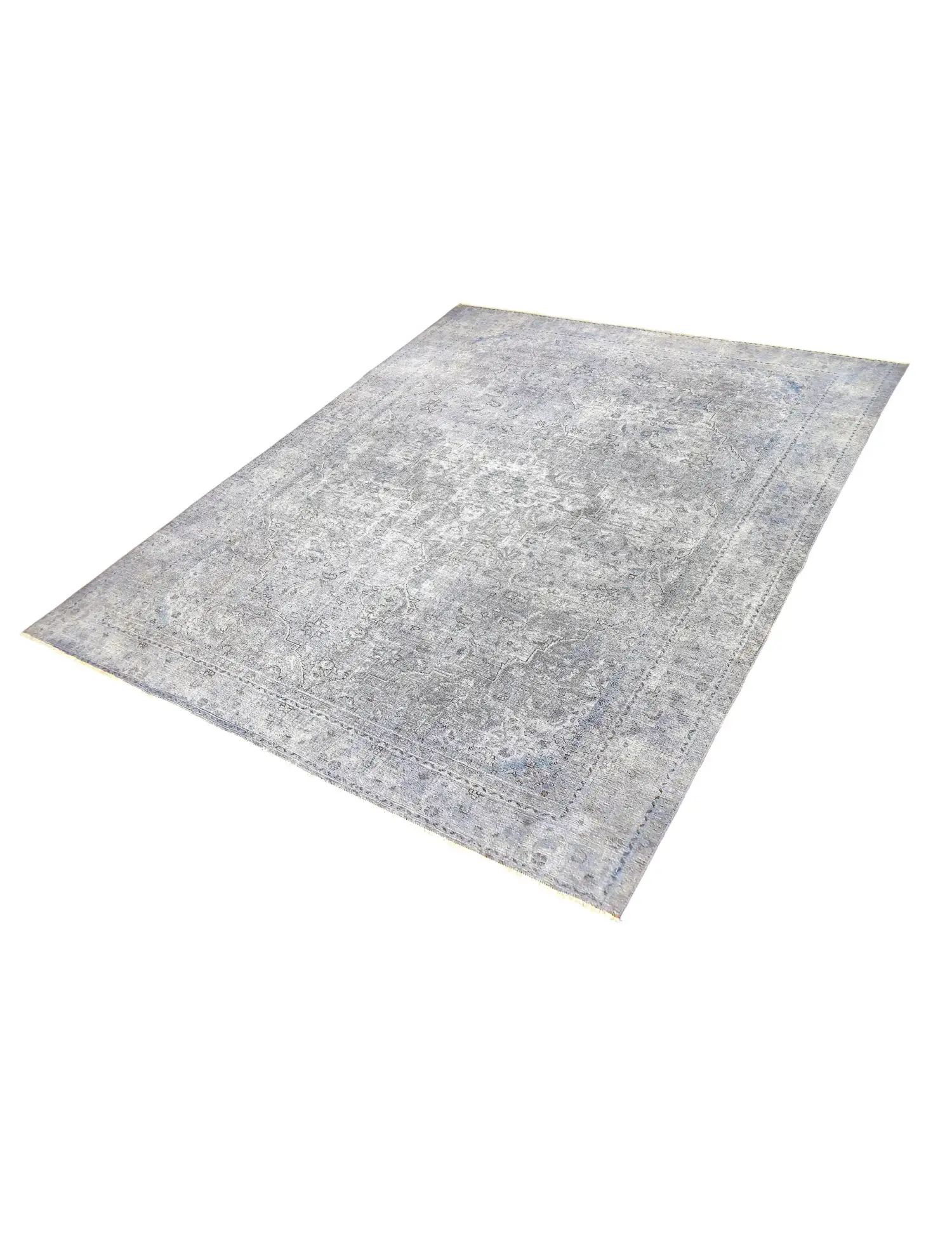 Grau Persien Persischer Vintage Teppich 356 x 280 cm - Einzigartiger handgefertigter Teppich