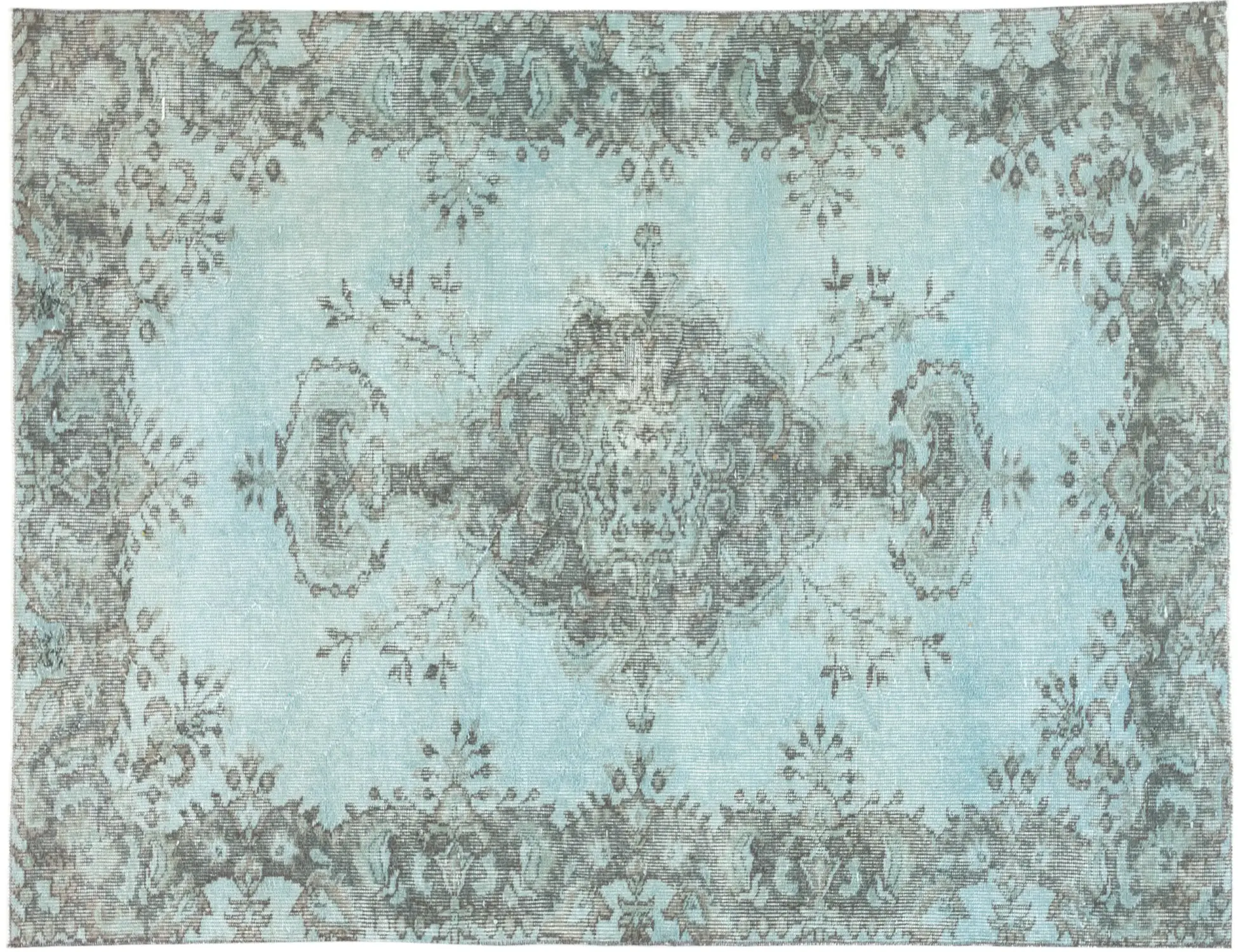 Blå Turkiet vintage matta 206 x 111 cm - Unik handgjord matta
