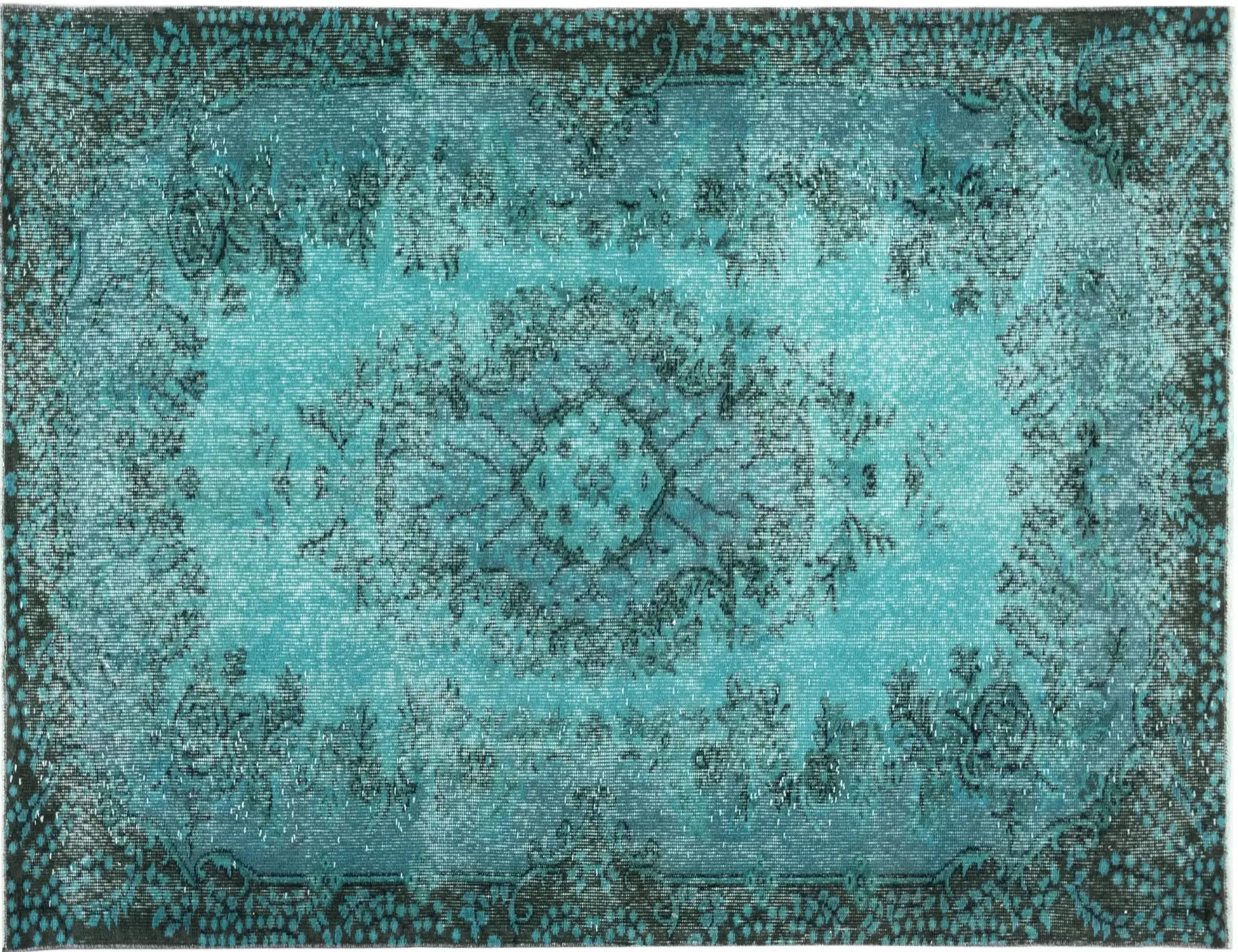 Turquoise Turc Tapis vintage 210 x 118 cm - Tapis fait main unique