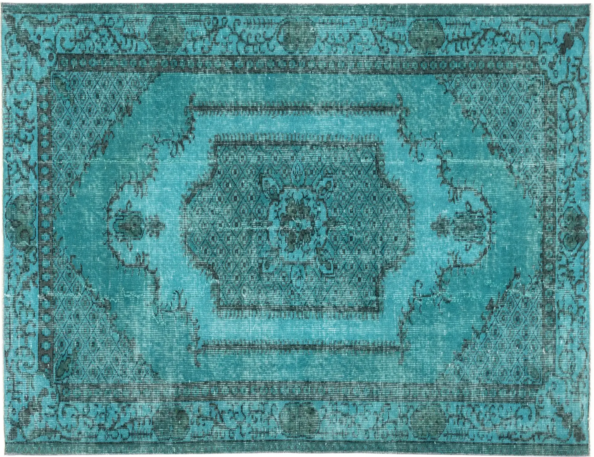 Turchese Turco Tappeto vintage 200 x 114 cm - Tappeto unico fatto a mano