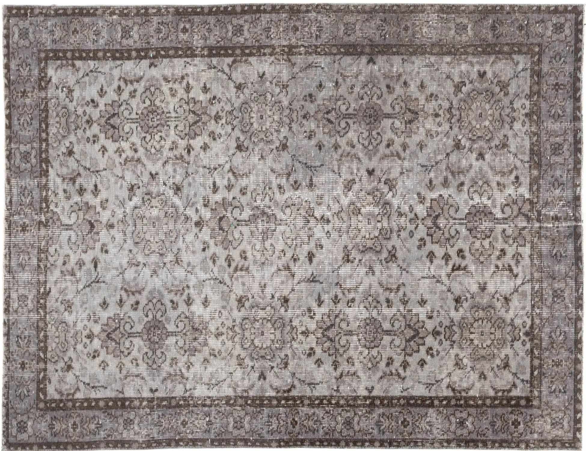 Gris Turquía Alfombra vintage 202 x 113 cm - Alfombra única hecha a mano