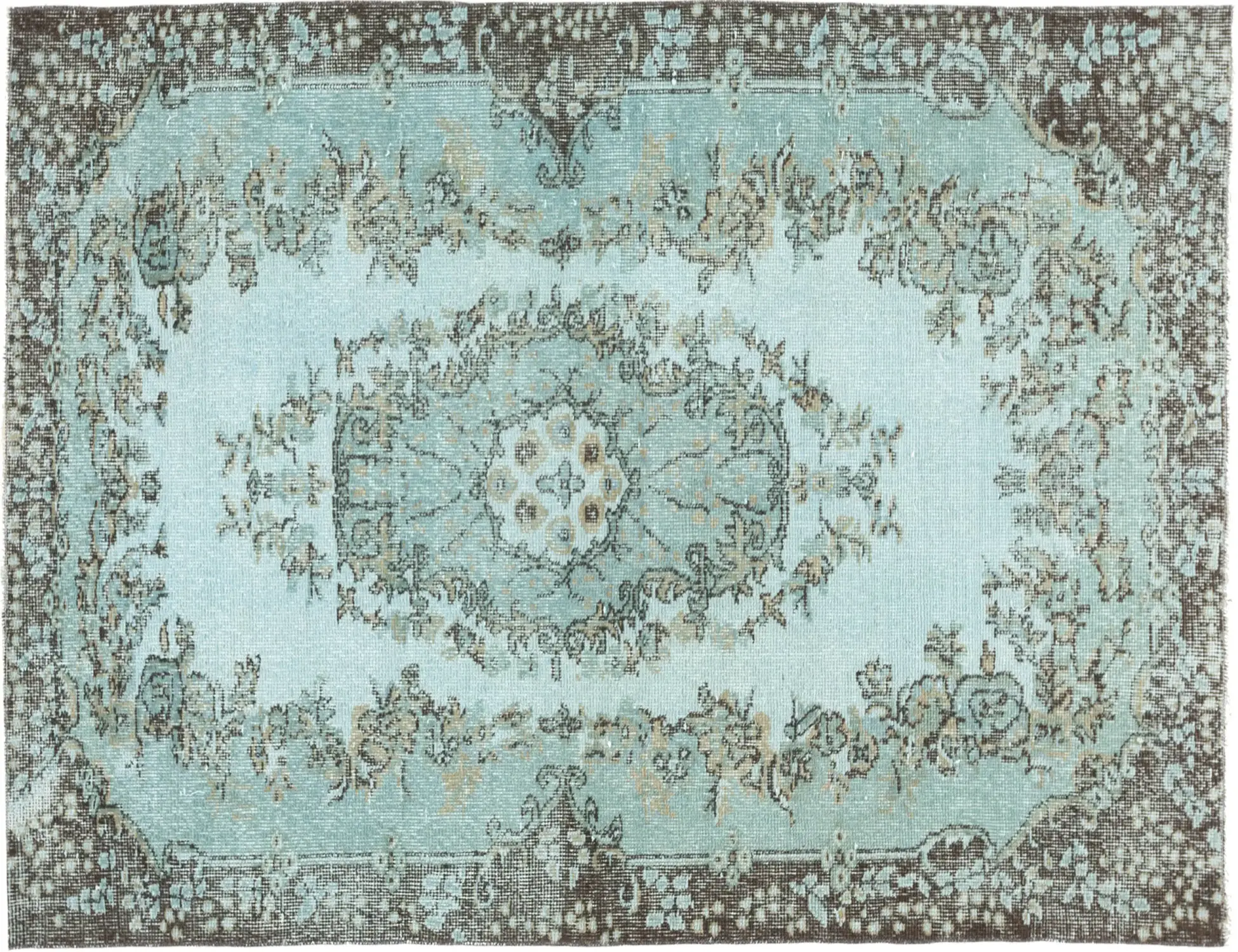 Blå Turkiet vintage matta 203 x 116 cm - Unik handgjord matta