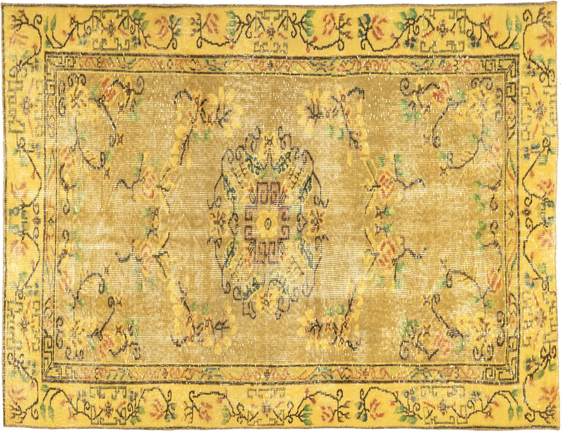Gul Tyrkia vintage teppe 210 x 110 cm - Unikt håndlaget teppe