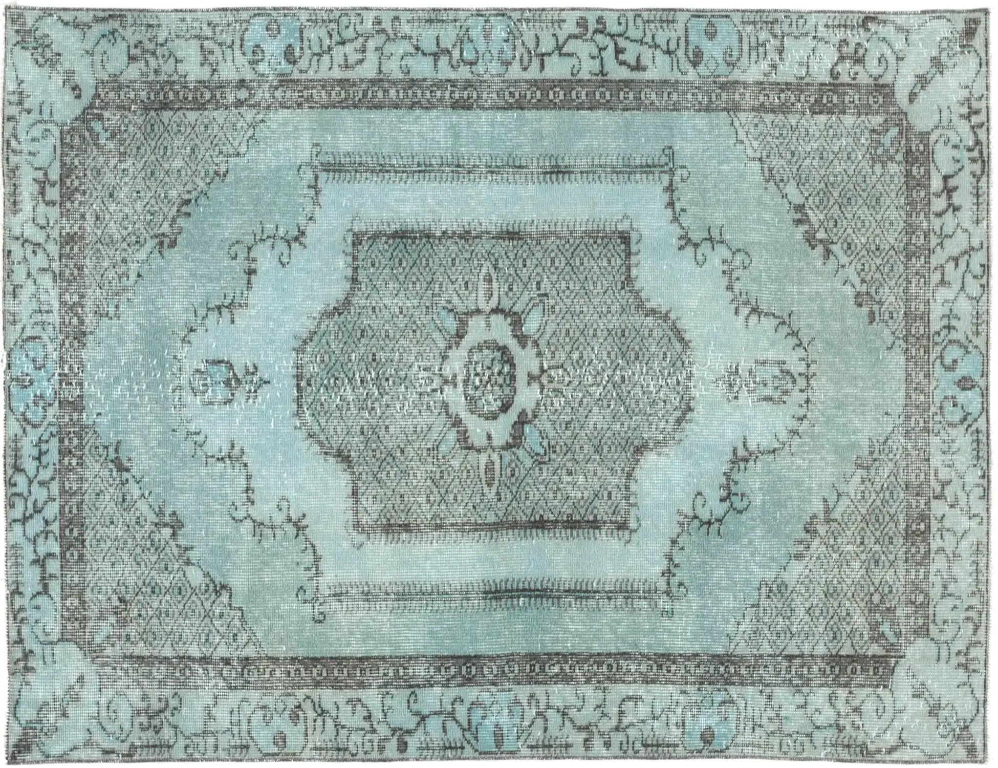 Blau Türkei Vintage Teppich 193 x 107 cm - Einzigartiger handgefertigter Teppich