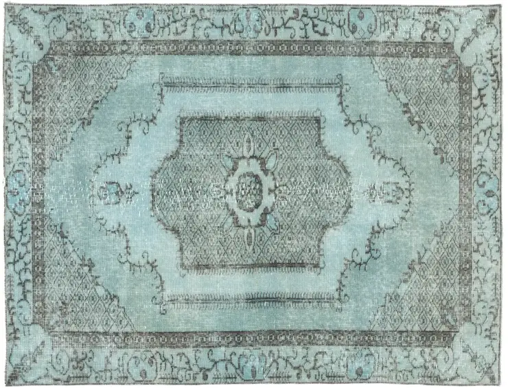 Blau Türkei Vintage Teppich 193 x 107 cm