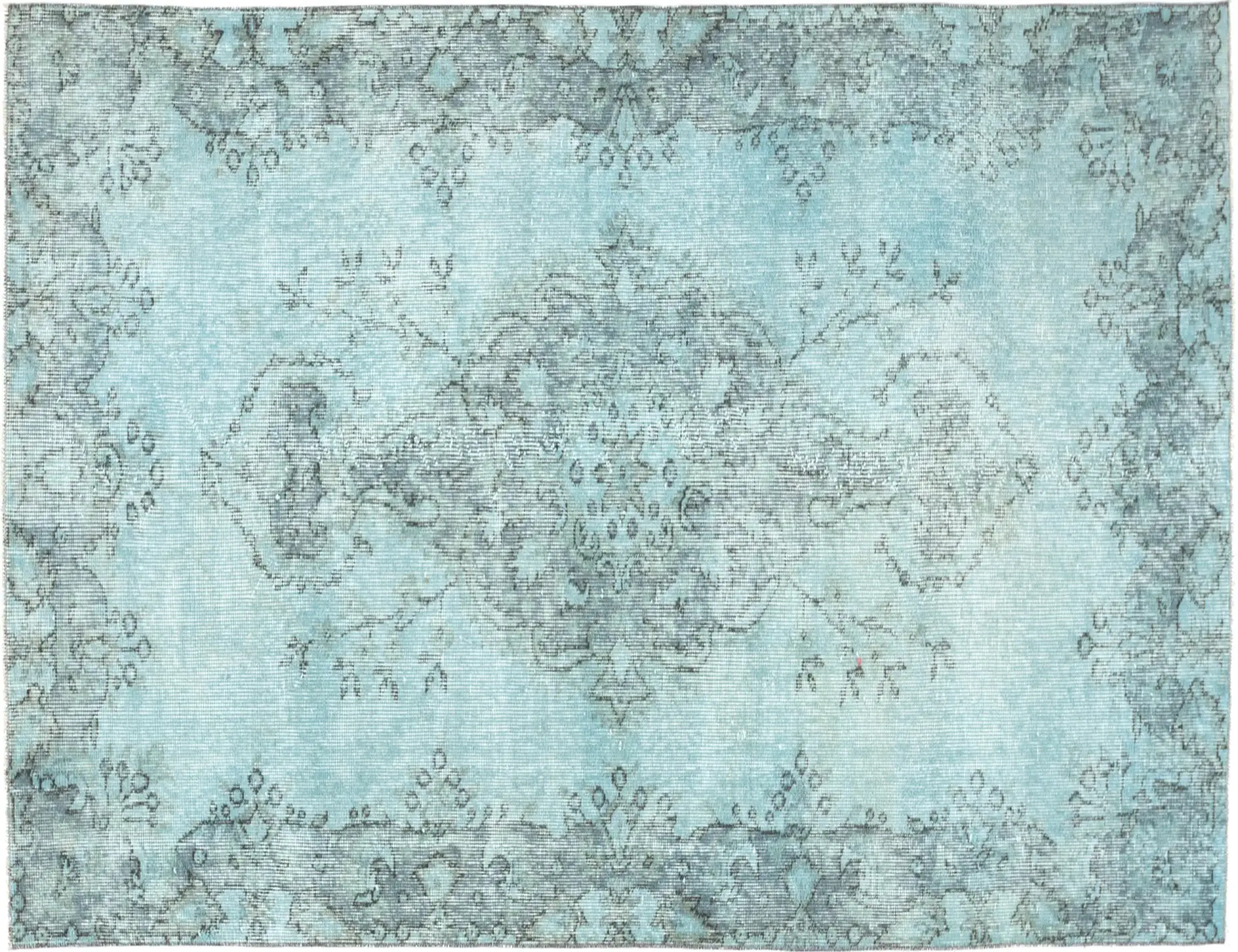 Blau Türkei Vintage Teppich 202 x 110 cm - Einzigartiger handgefertigter Teppich
