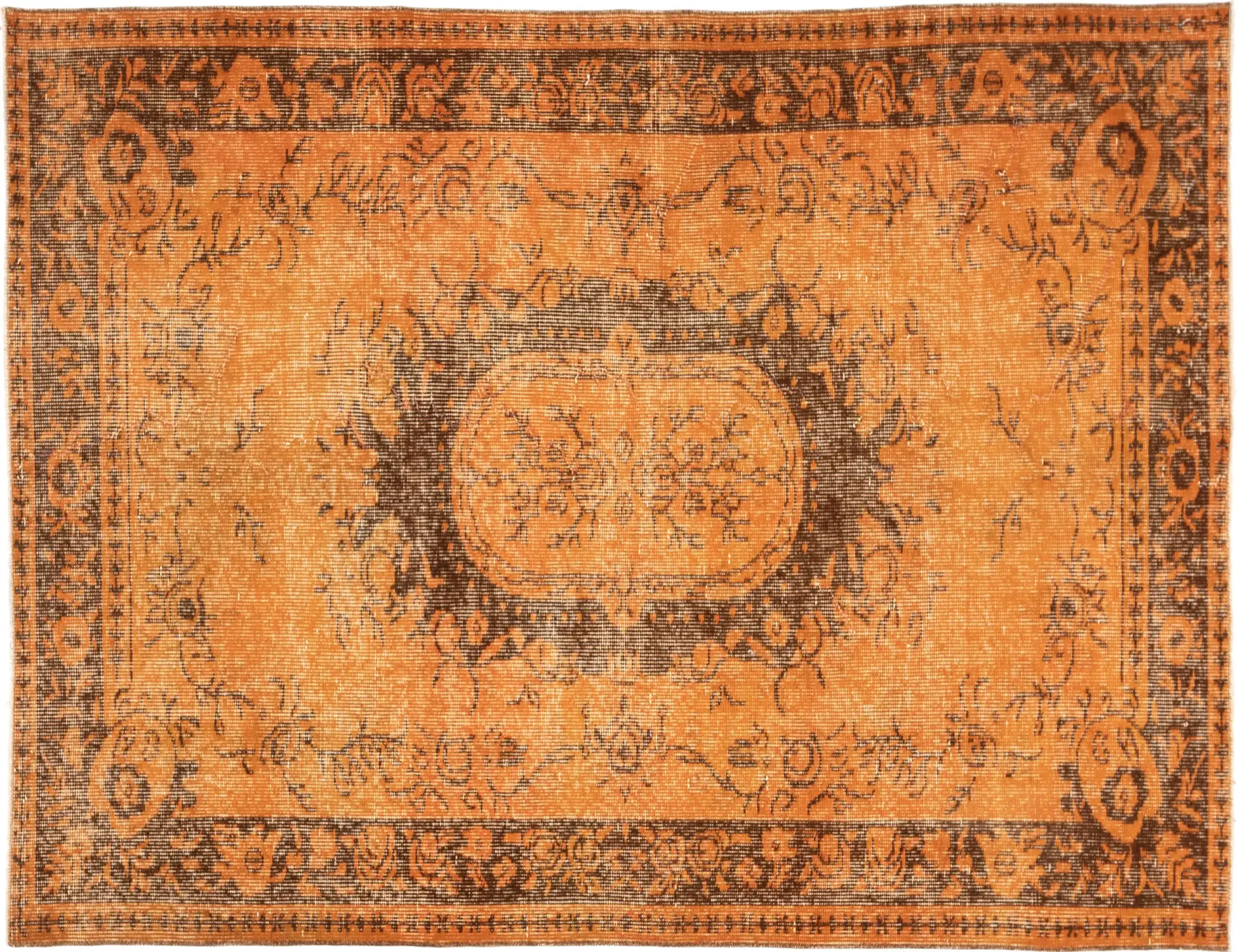 Orange Türkei Vintage Teppich 207 x 114 cm - Einzigartiger handgefertigter Teppich