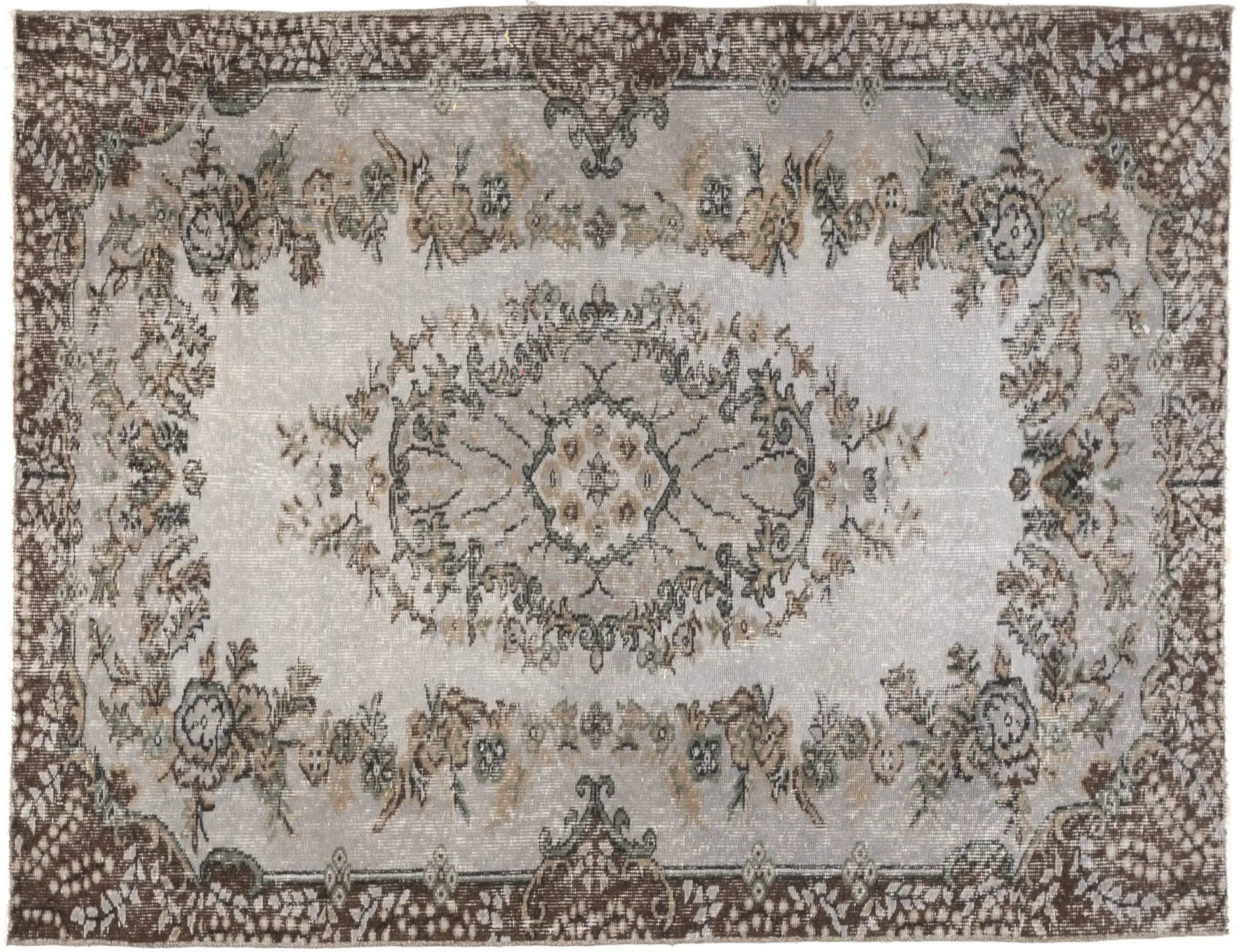 Grau Türkei Vintage Teppich 215 x 115 cm - Einzigartiger handgefertigter Teppich
