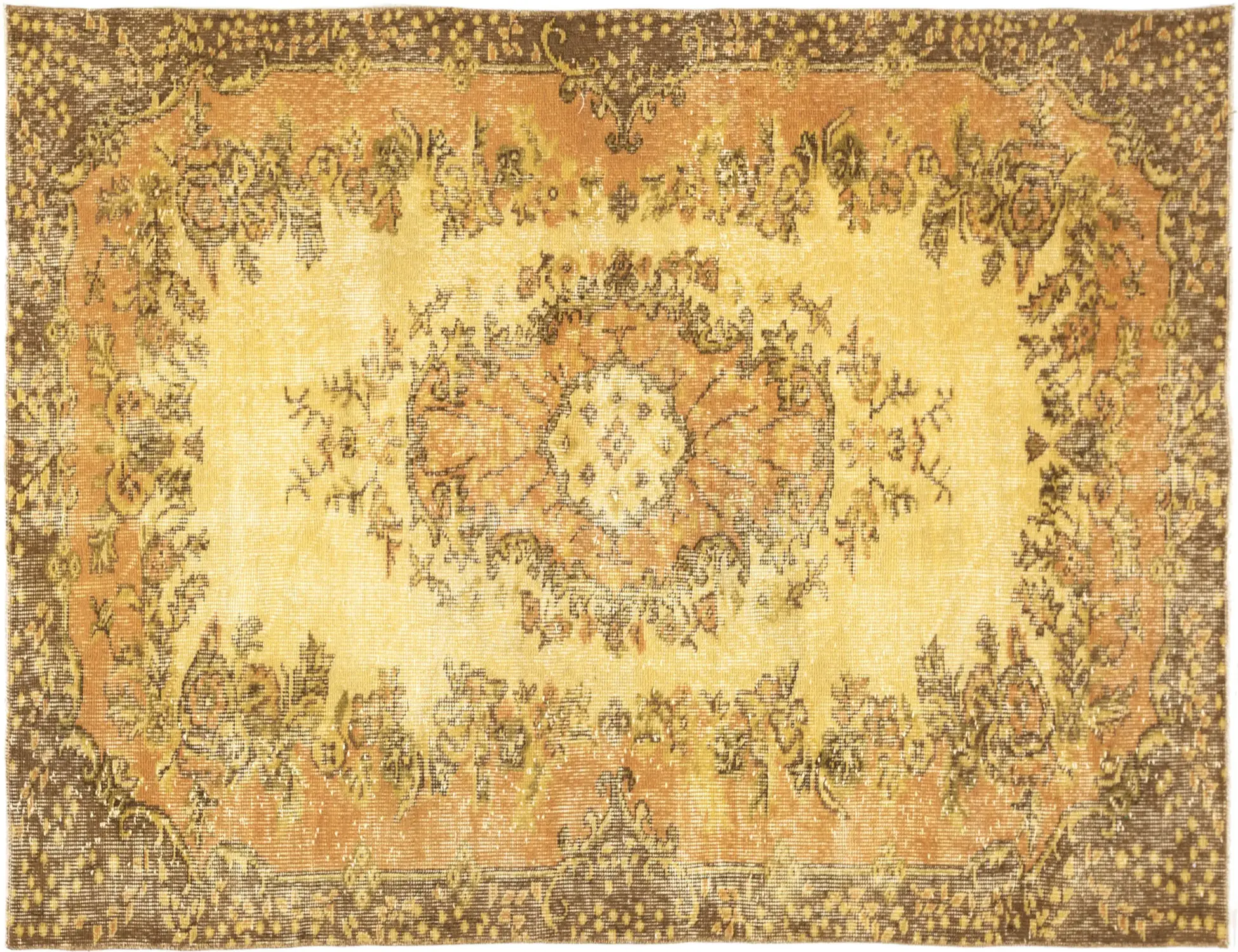 Gul Tyrkiet Vintagetæppe 202 x 116 cm - Unikt håndlavet tæppe
