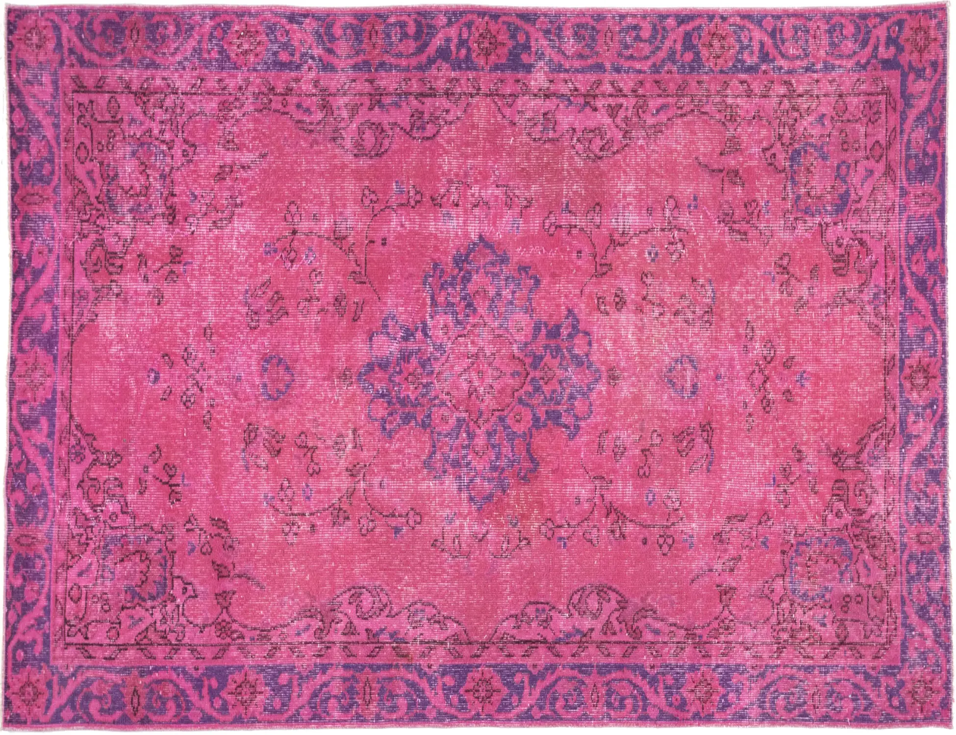 Rosa Turco Tappeto vintage 242 x 137 cm - Tappeto unico fatto a mano