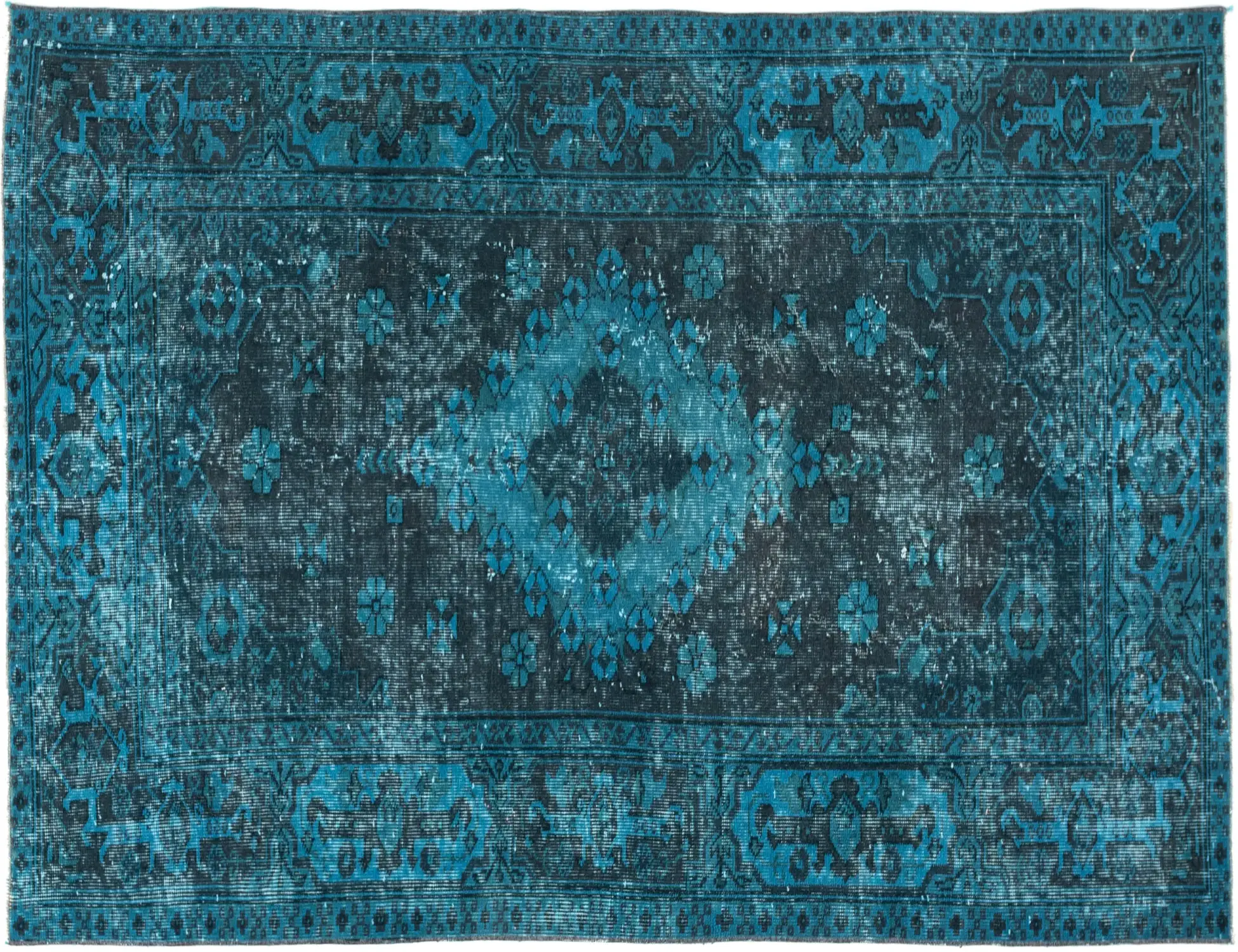 Turchese Turco Tappeto vintage 208 x 113 cm - Tappeto unico fatto a mano