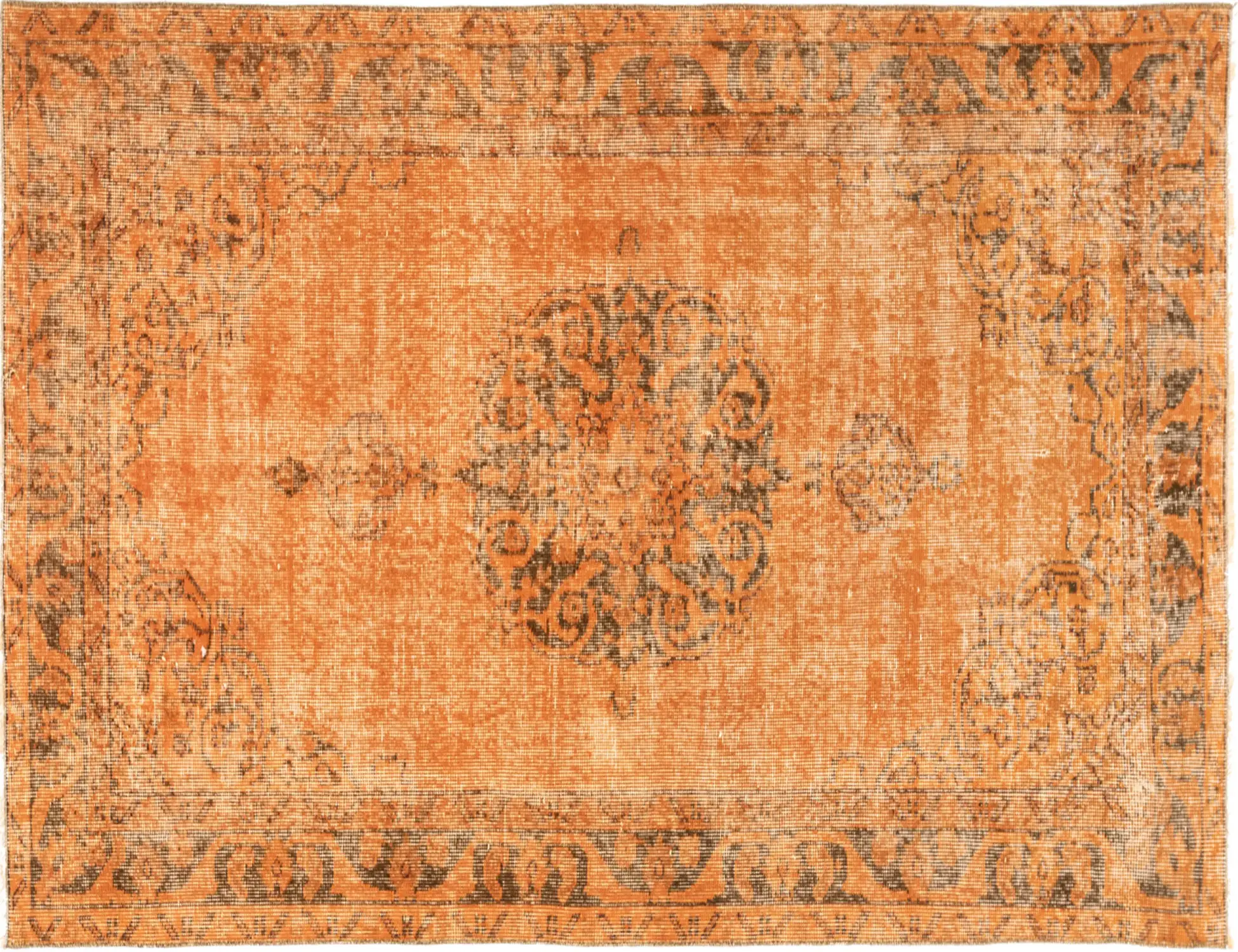 Orange Türkei Vintage Teppich 210 x 107 cm - Einzigartiger handgefertigter Teppich