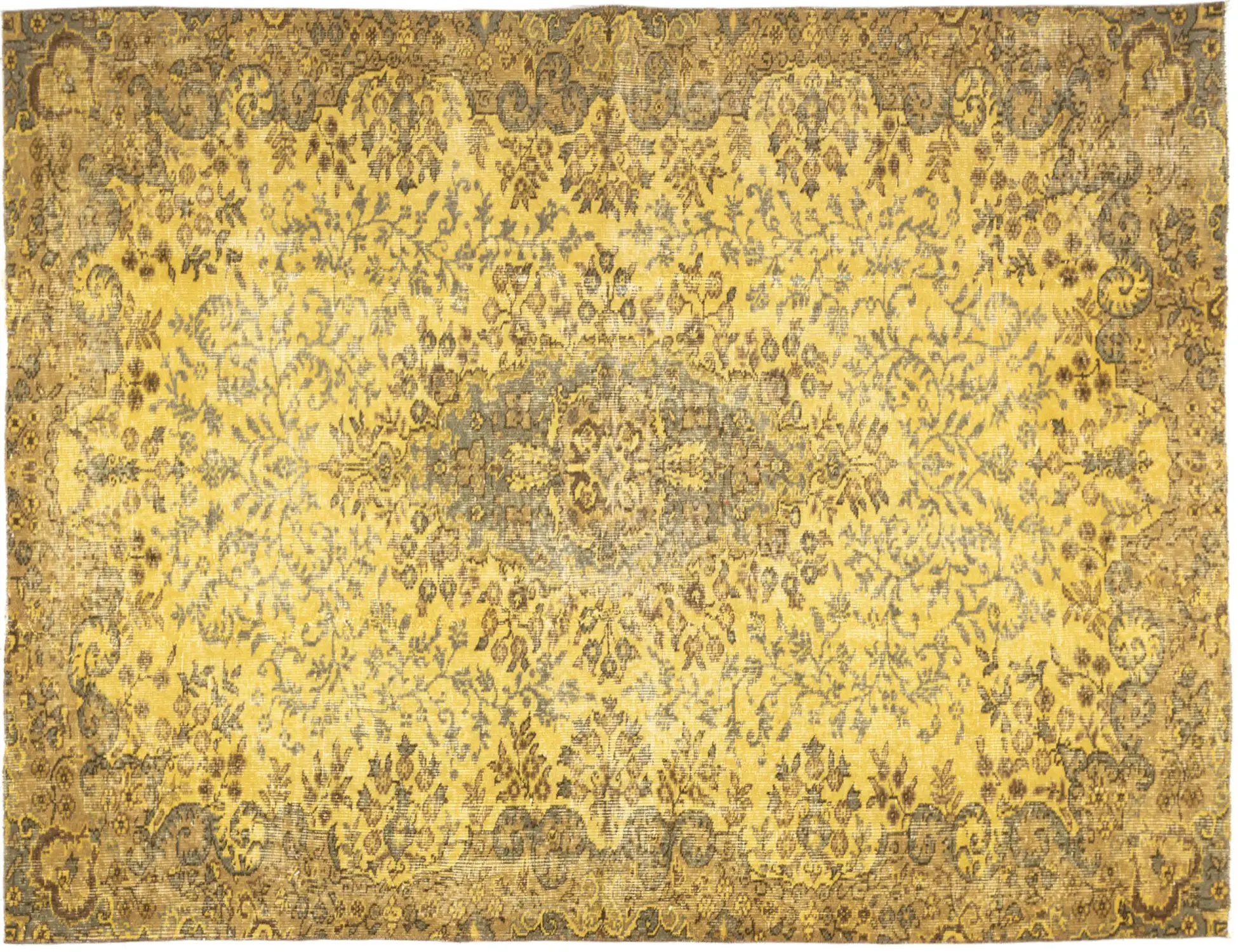 Giallo Turco Tappeto vintage 248 x 156 cm - Tappeto unico fatto a mano