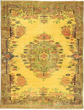 Gelb Türkei Vintage Teppich 212 x 130 cm