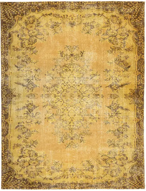Gelb Türkei Vintage Teppich 290 x 185 cm