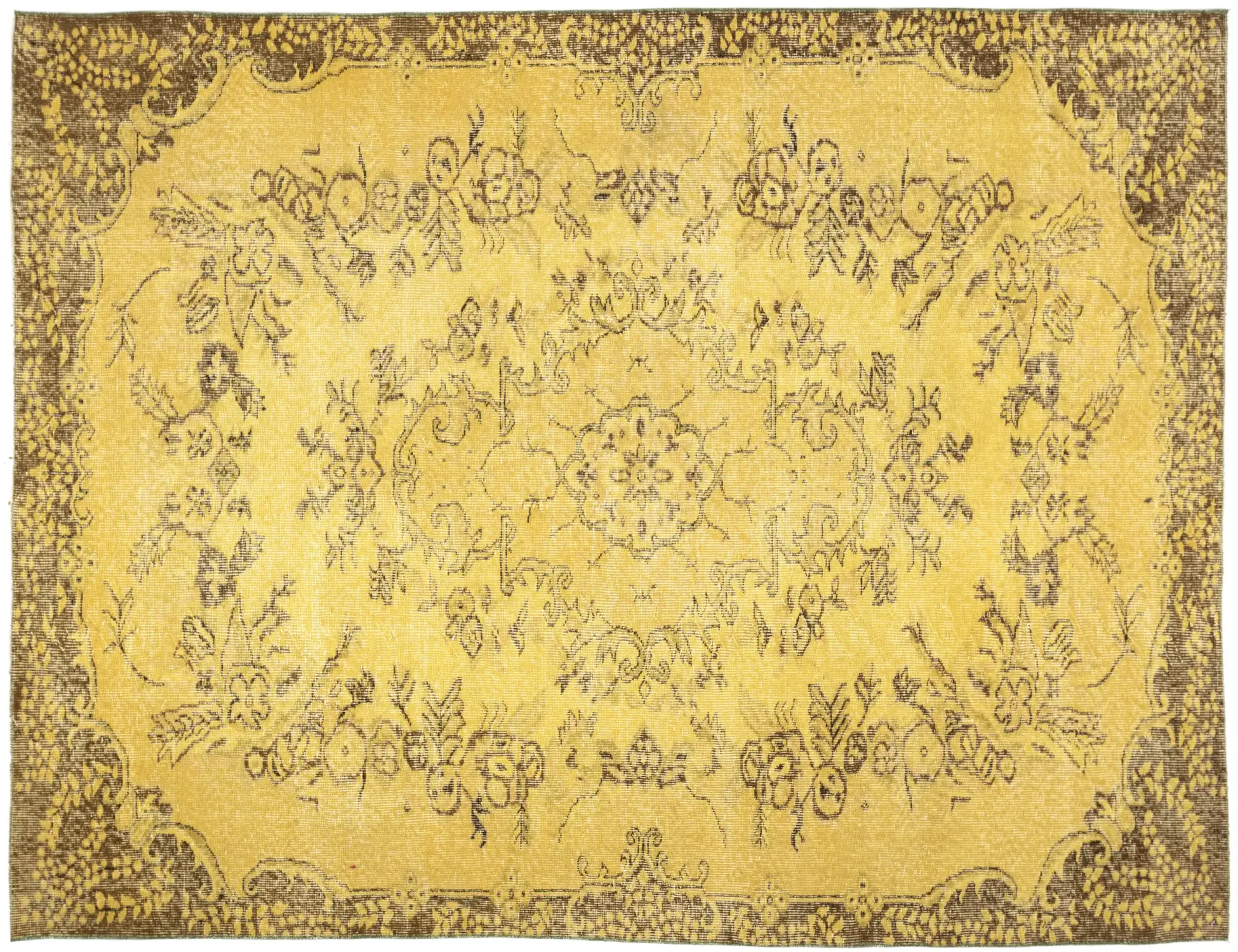 Amarillo Turquía Alfombra vintage 280 x 167 cm - Alfombra única hecha a mano