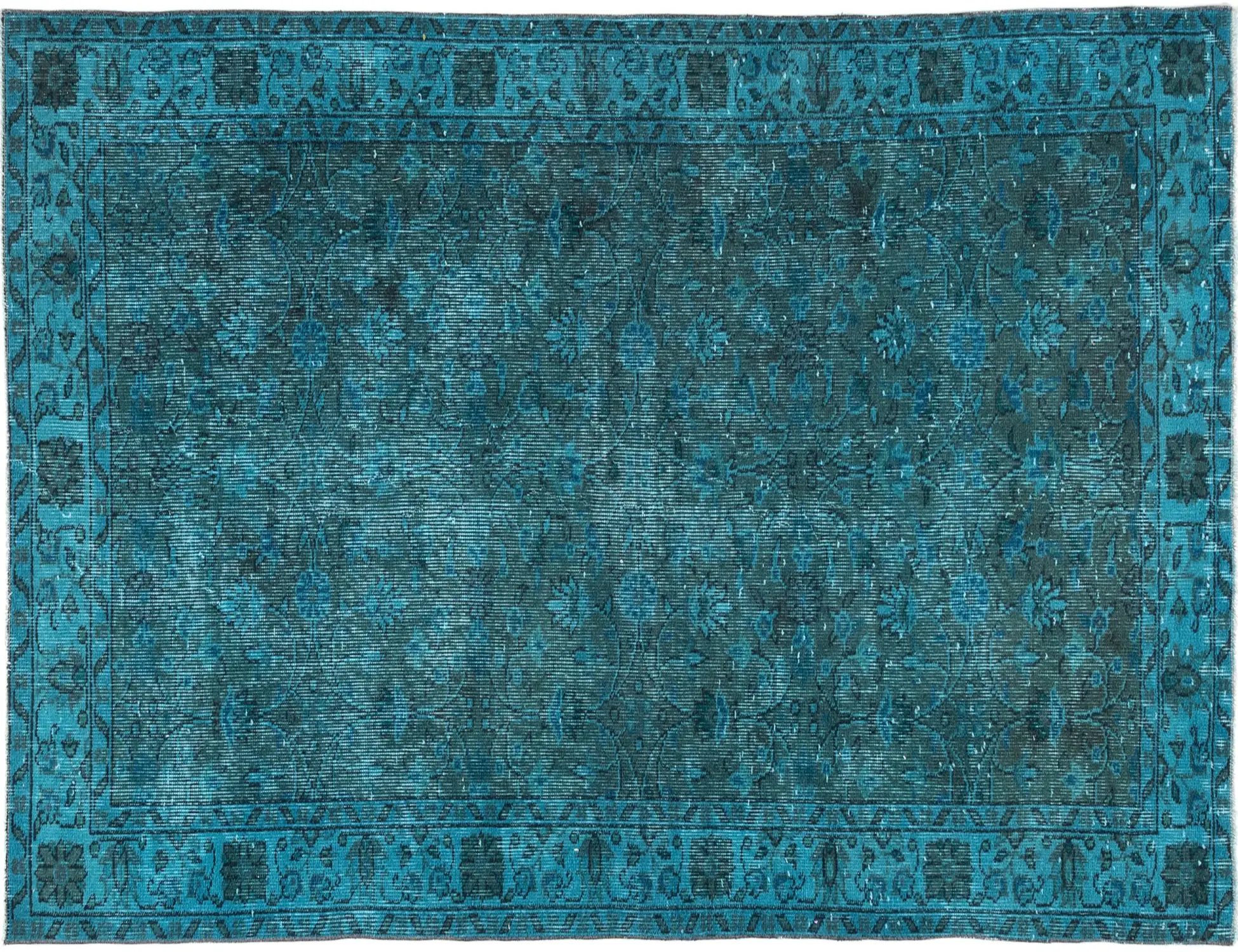 Turchese Turco Tappeto vintage 215 x 114 cm - Tappeto unico fatto a mano
