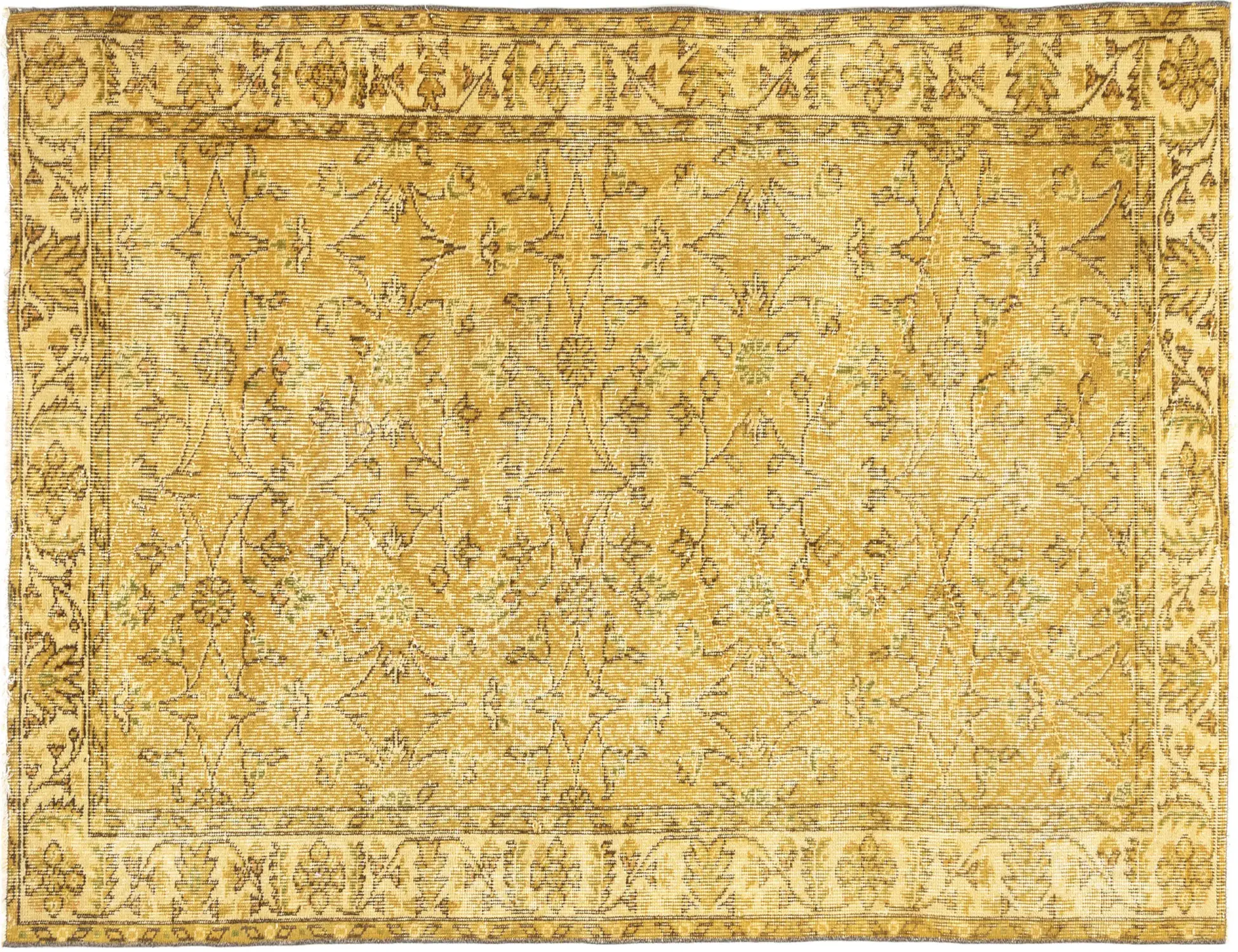 Yellow Turkey Vintage Carpet 206 x 118 cm - Unique Handmade Carpet
