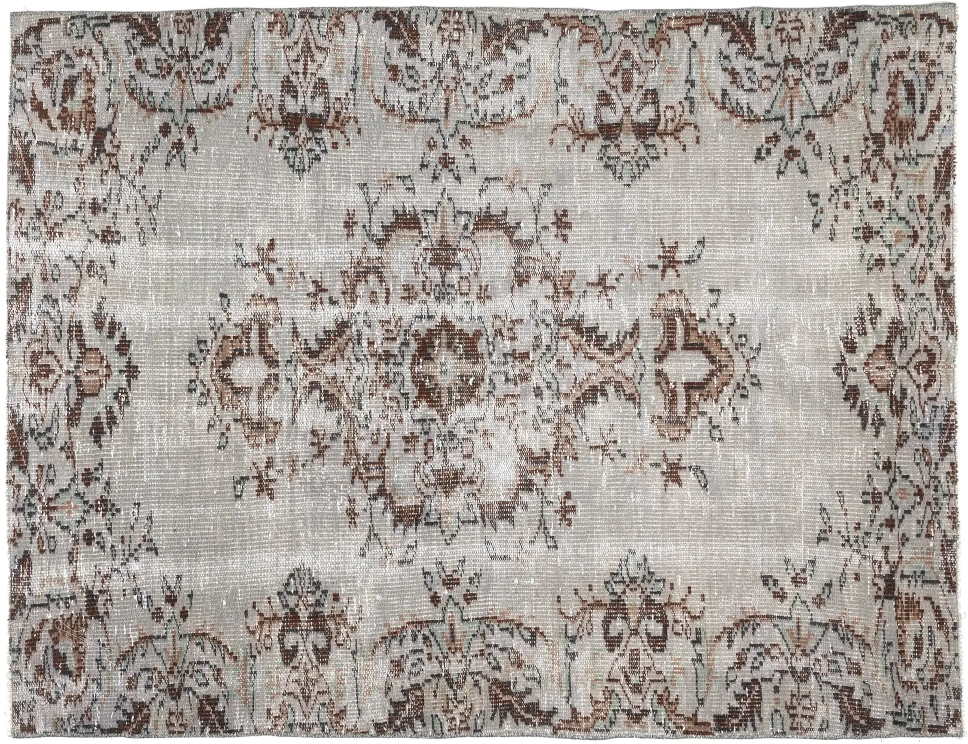 Grau Türkei Vintage Teppich 200 x 142 cm - Einzigartiger handgefertigter Teppich