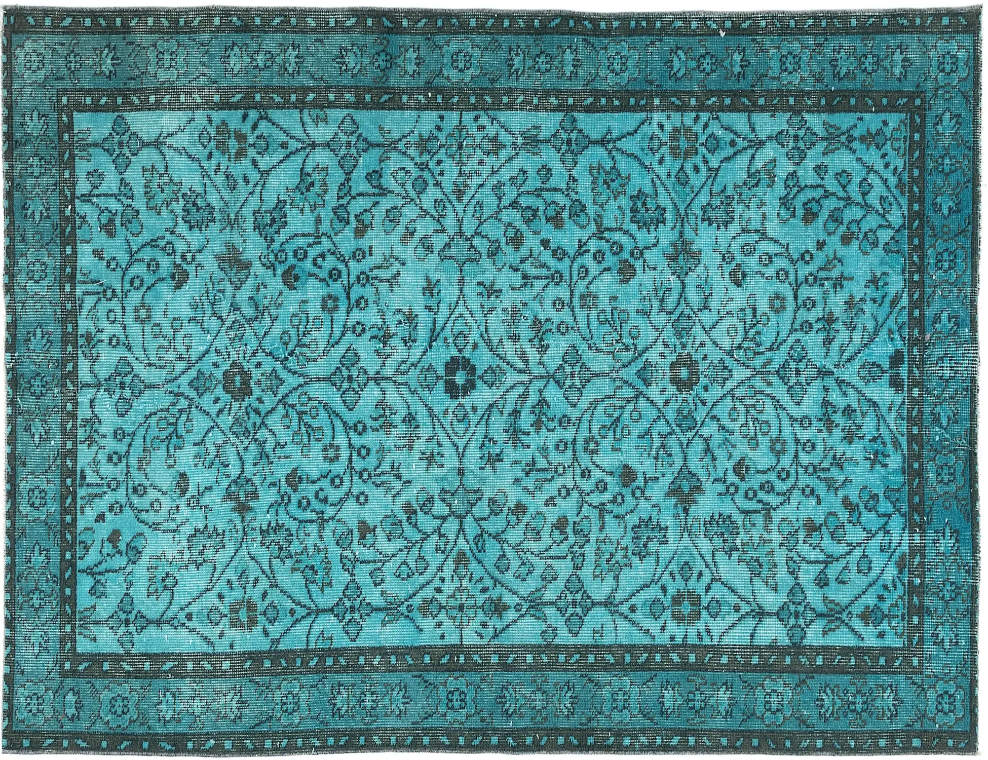 Turchese Turco Tappeto vintage 200 x 112 cm - Tappeto unico fatto a mano