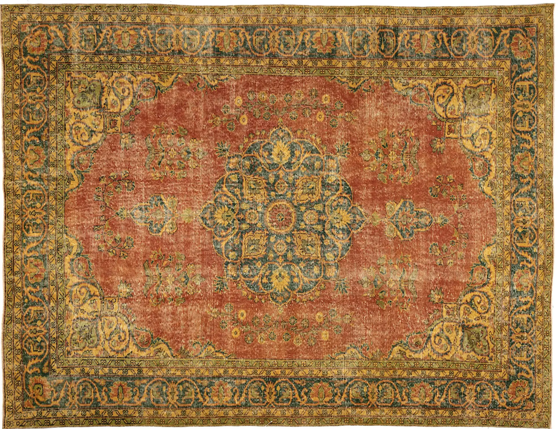 Jaune Turc Tapis vintage 312 x 216 cm - Tapis fait main unique