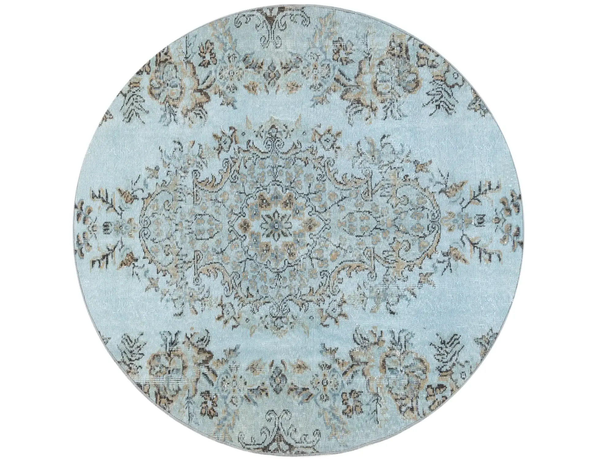 Sininen Turkki vintage matot 150 x 150 cm - Ainutlaatuinen käsintehty matto