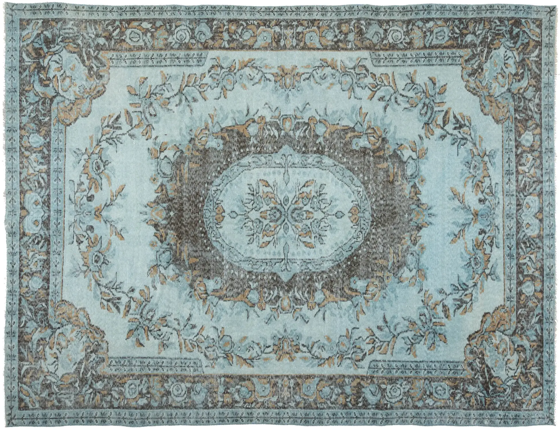 Blau Türkei Vintage Teppich 294 x 186 cm - Einzigartiger handgefertigter Teppich