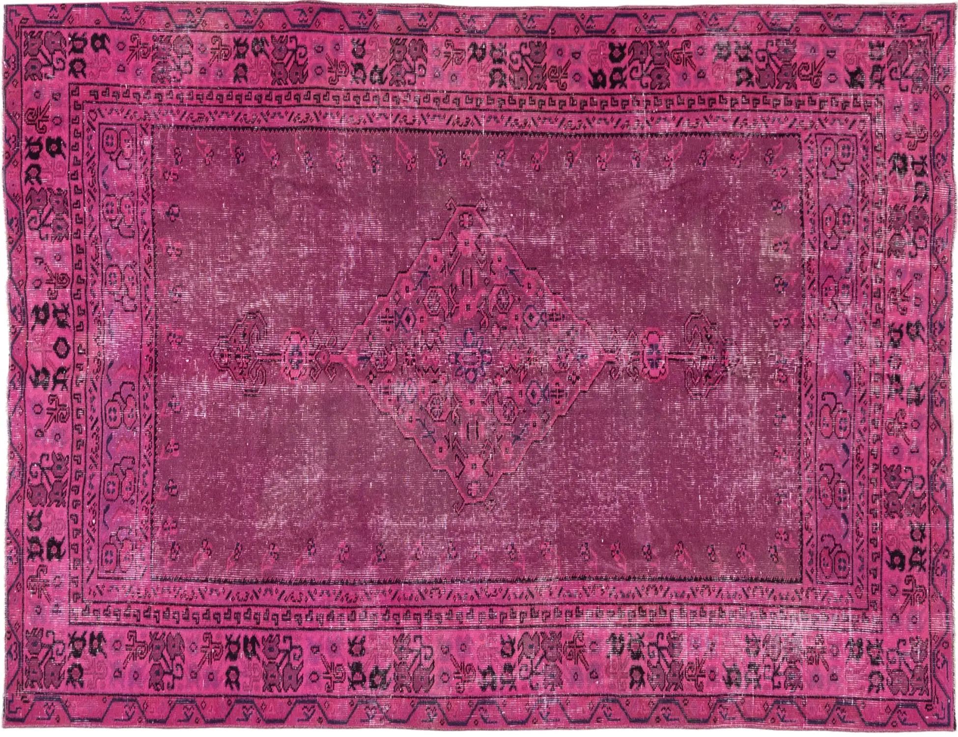 Rosa Turkiet vintage matta 230 x 143 cm - Unik handgjord matta