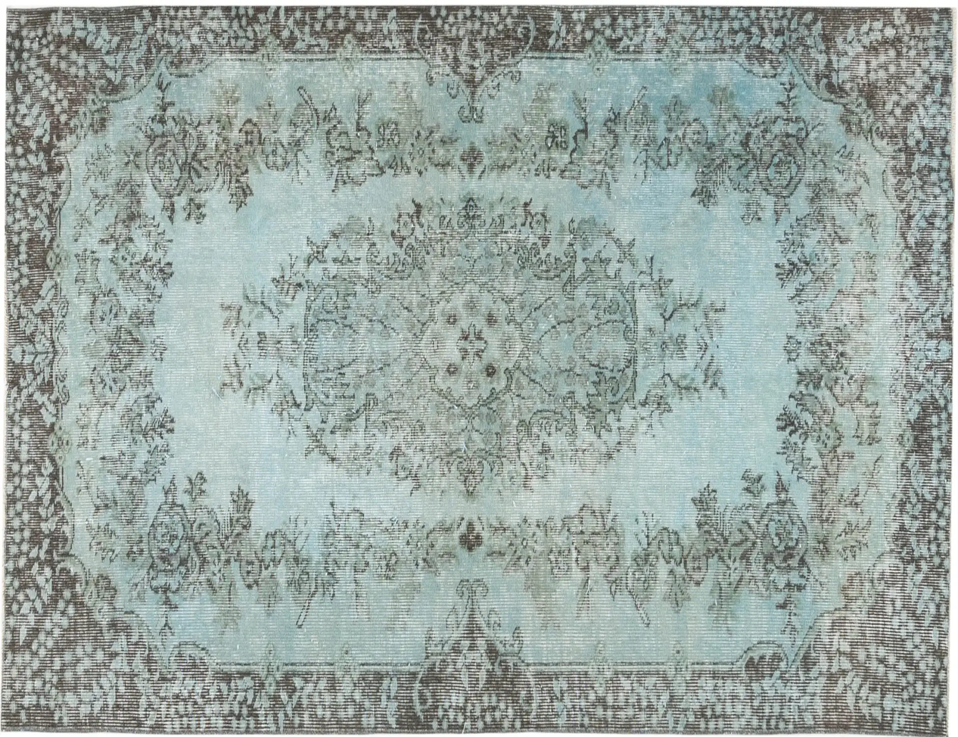 Blå Turkiet vintage matta 210 x 114 cm - Unik handgjord matta
