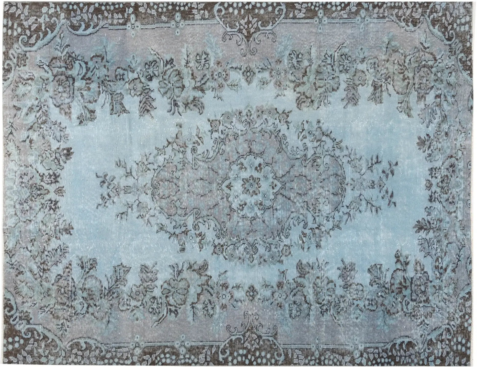 Blå Turkiet vintage matta 235 x 170 cm - Unik handgjord matta