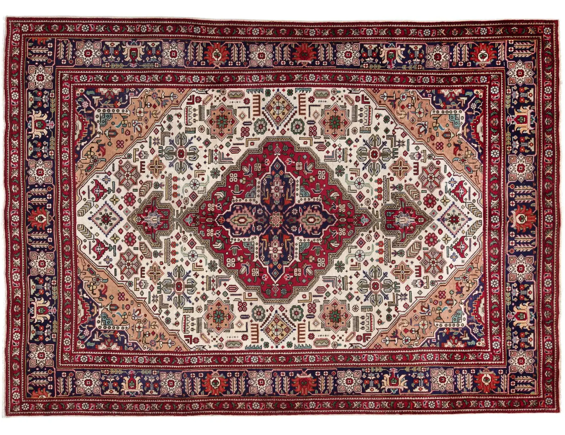 Beige Persien Tabriz Teppich 305 x 197 cm - Einzigartiger handgefertigter Teppich