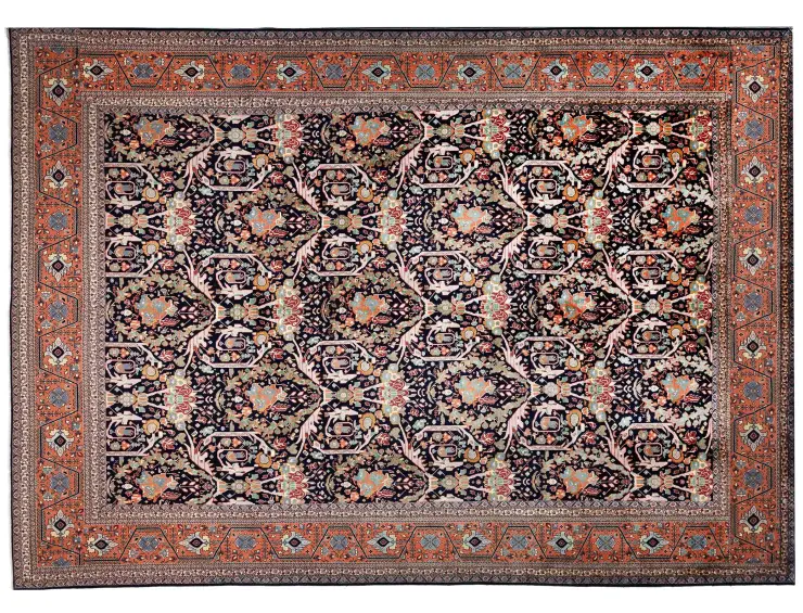 Blå Persien Tabriz Matta 368 x 289 cm