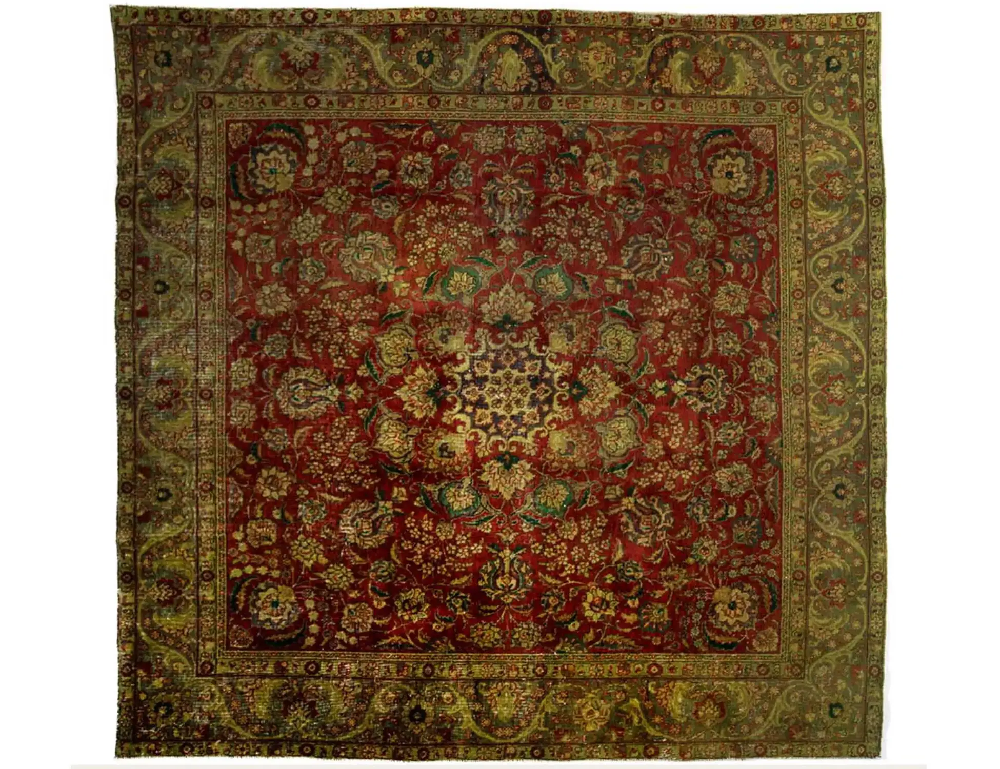 Vert Persan Tapis Persan vintage 277 x 277 cm - Tapis fait main unique