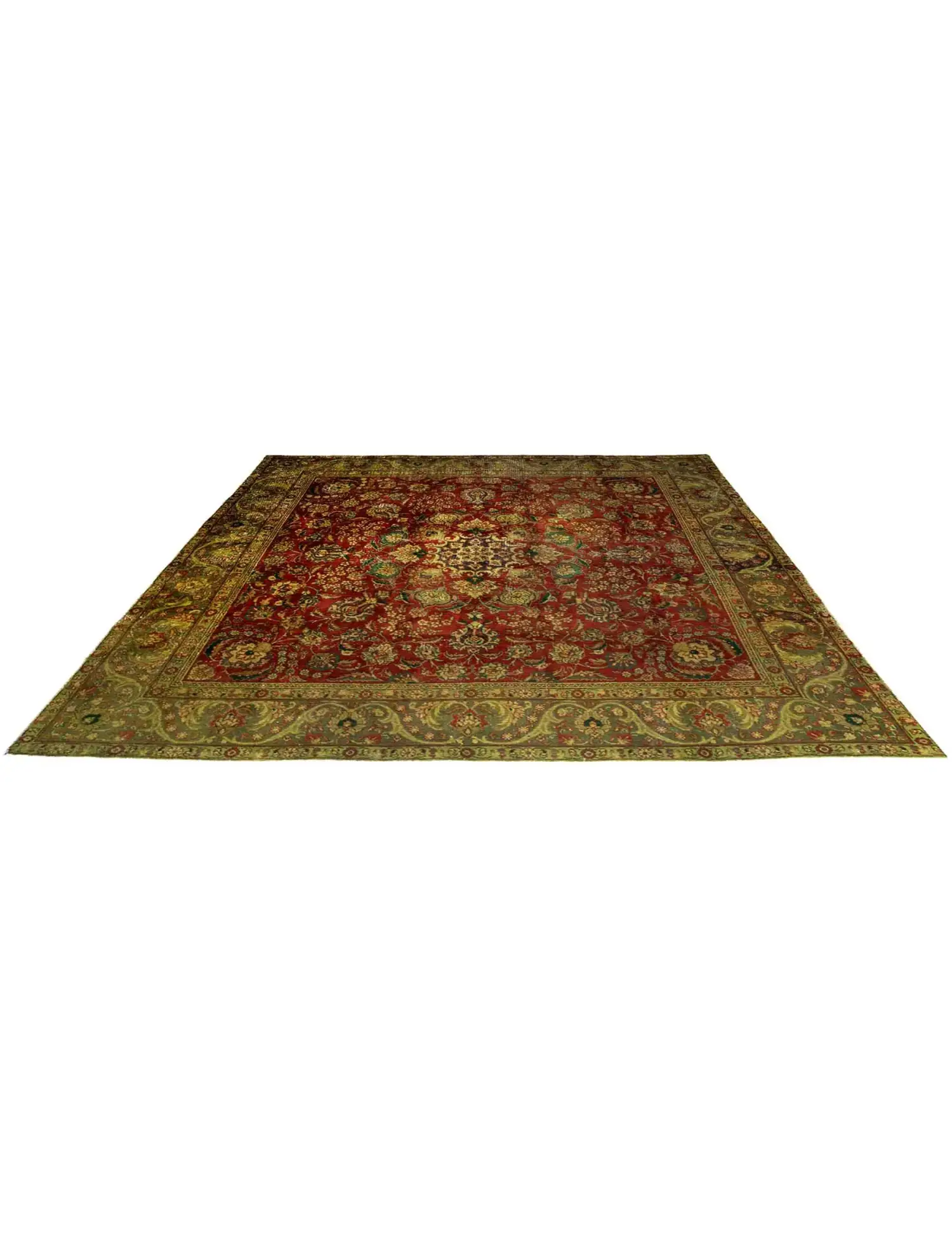 Verde Persa Alfombra persa vintage 277 x 277 cm - Alfombra única hecha a mano