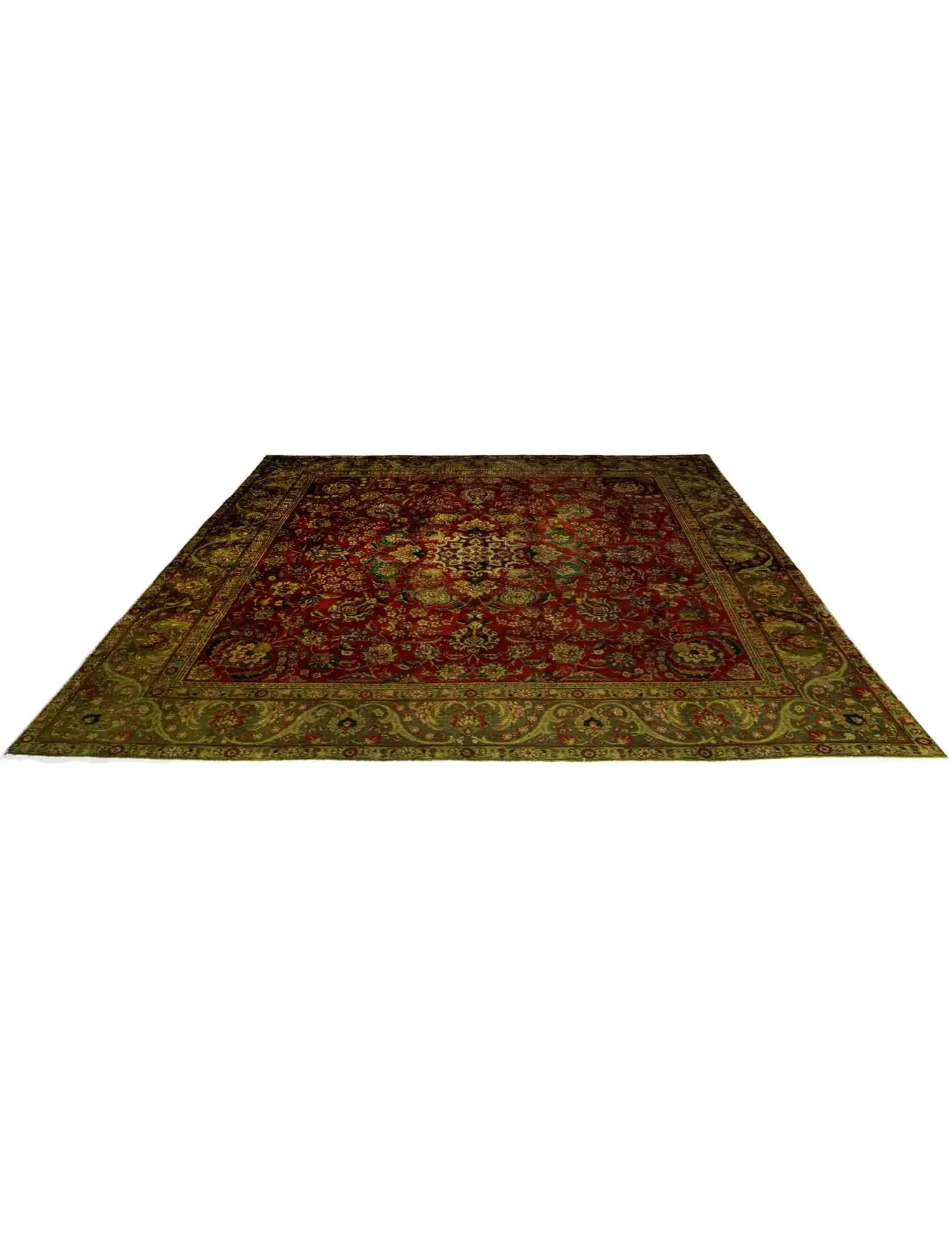 Verde Persa Alfombra persa vintage 277 x 277 cm - Alfombra única hecha a mano
