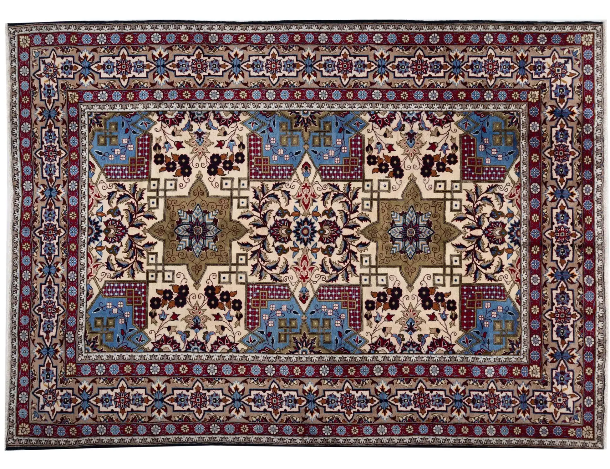 Beige Persa Alfombra Persa 345 x 248 cm - Alfombra única hecha a mano
