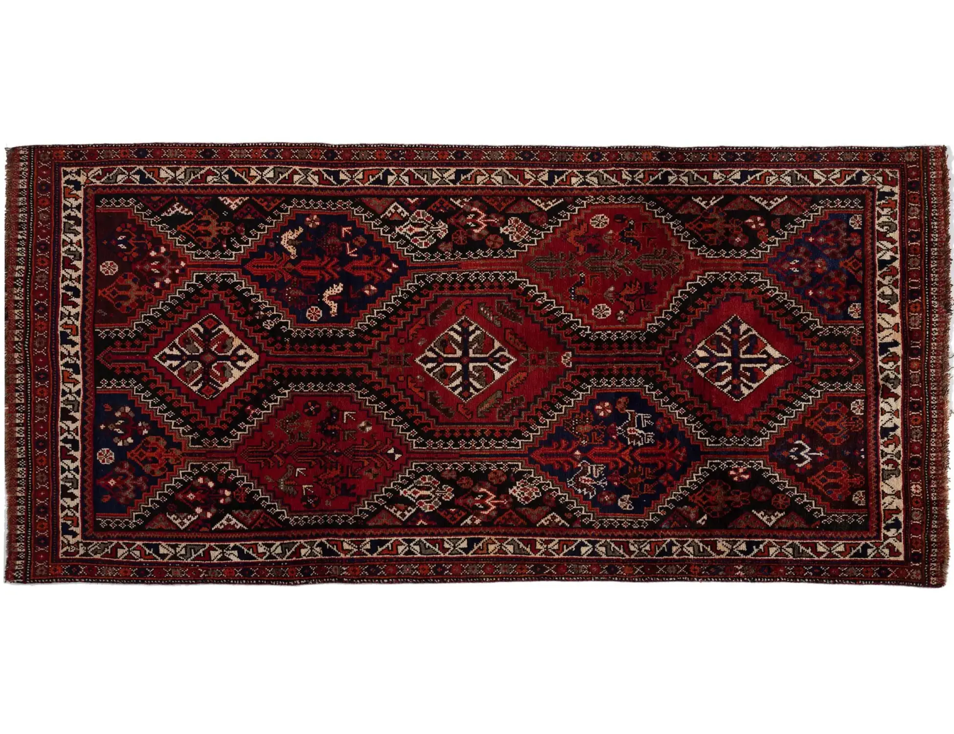 Rouge Persan Tapis persan 262 x 126 cm - Tapis fait main unique