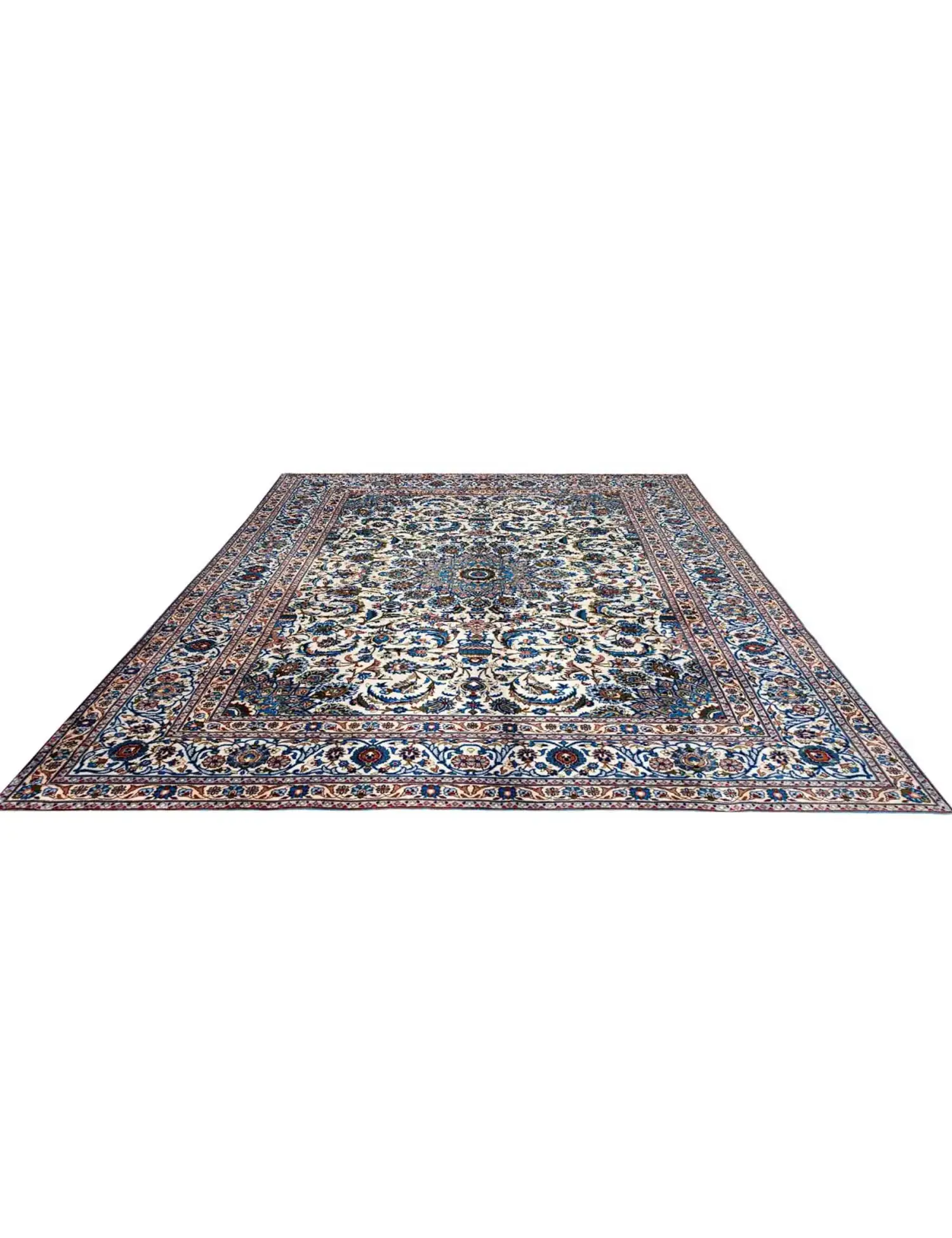 Beige Persia Kashan 341 x 243 cm - Unique Handmade Carpet