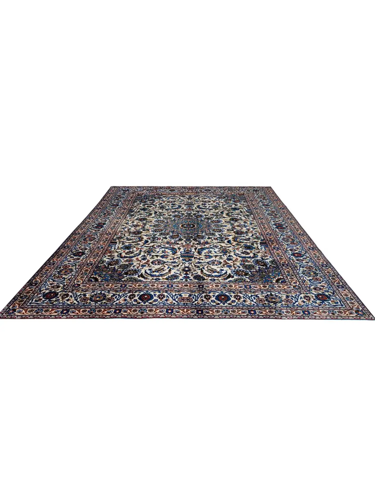 Beige Persia Kashan 341 x 243 cm - Unique Handmade Carpet