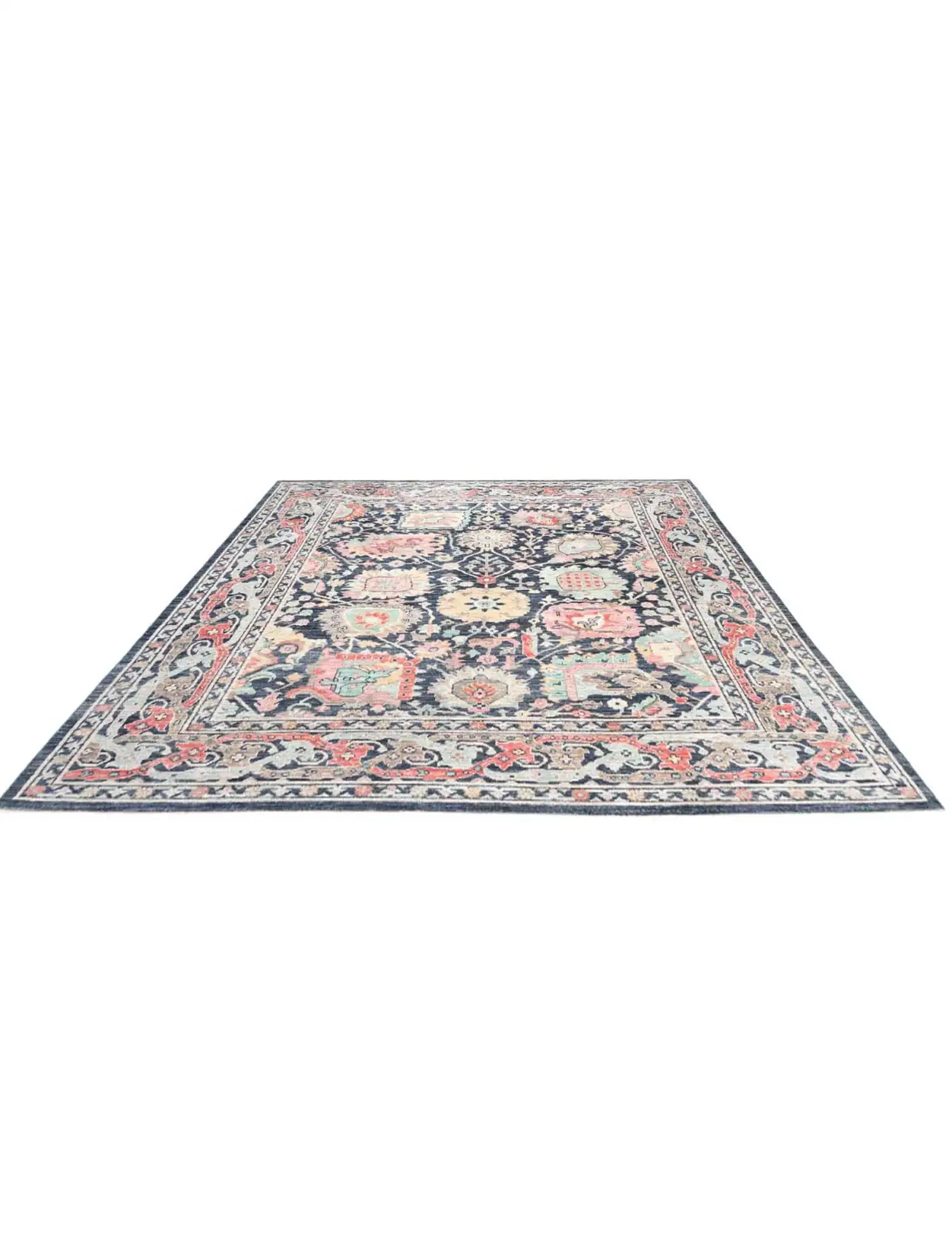 Blau text_origin_4 Oushak Teppich 309 x 242 cm - Einzigartiger handgefertigter Teppich