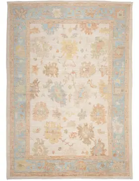 Beige Pakistan Oushak Carpet 278 x 185 cm