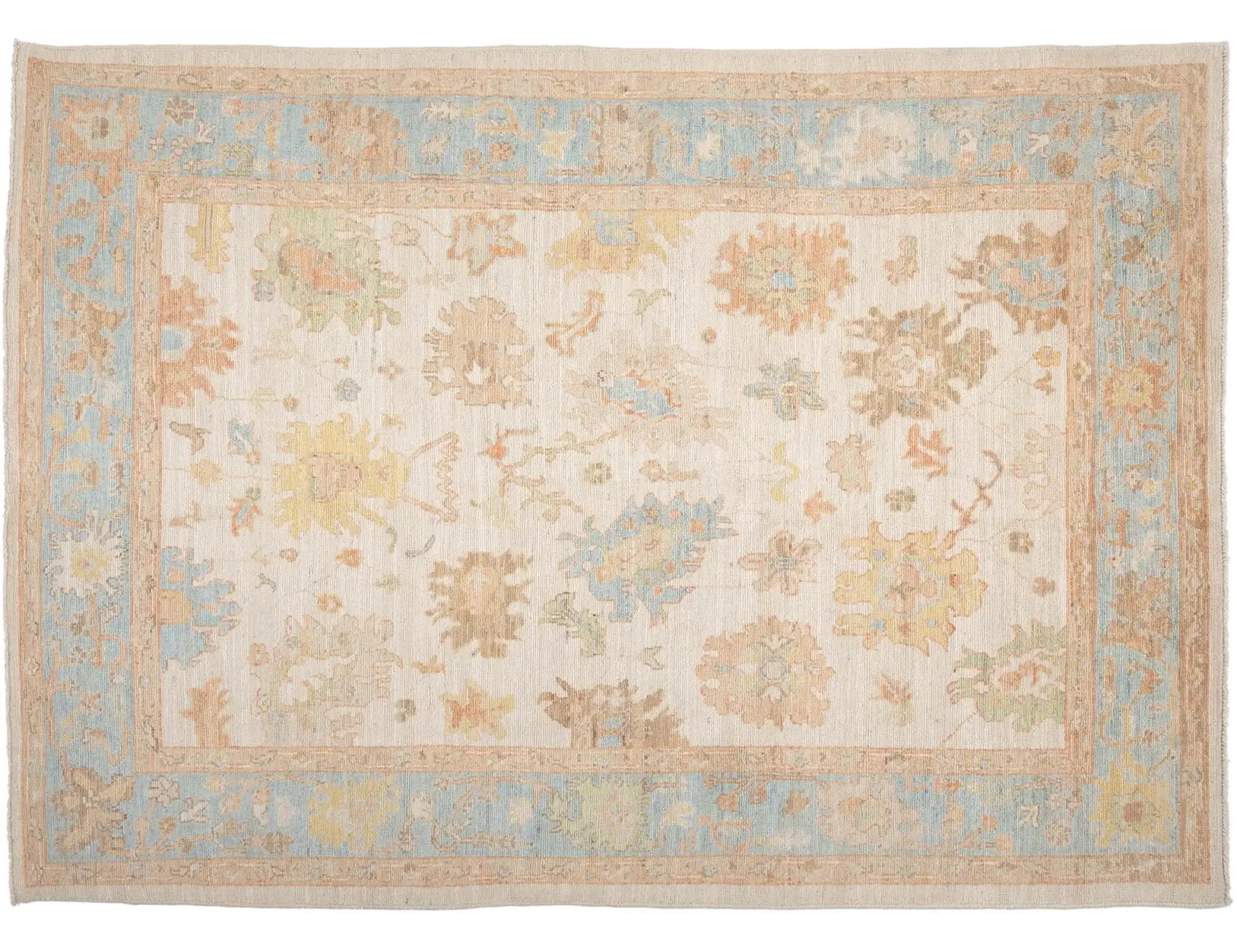 Beige text_origin_4 Oushak Teppich 278 x 185 cm - Einzigartiger handgefertigter Teppich
