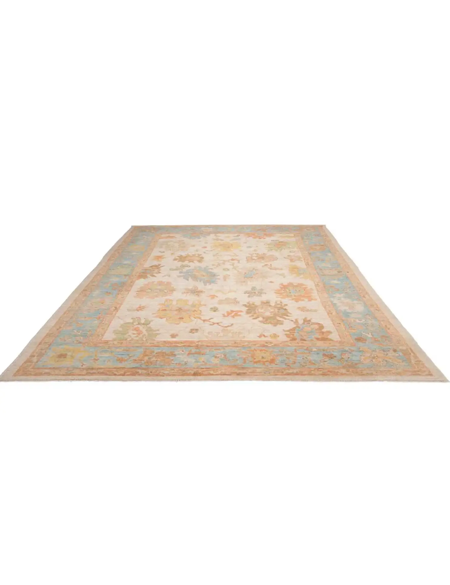 Beige text_origin_4 Oushak Teppich 278 x 185 cm - Einzigartiger handgefertigter Teppich