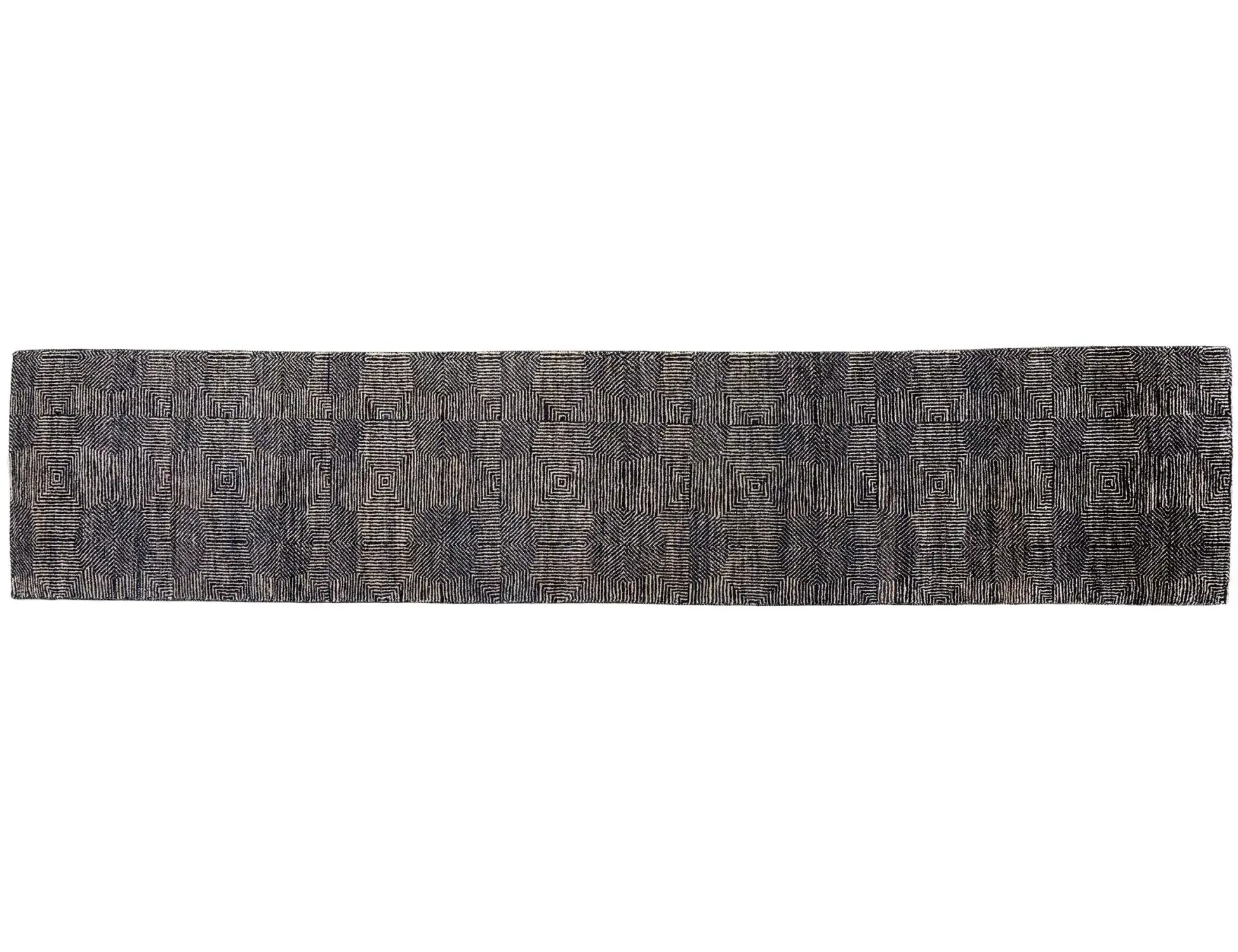 Svart text_origin_4 Gabbeh 371 x 79 cm - Unikt håndlaget teppe