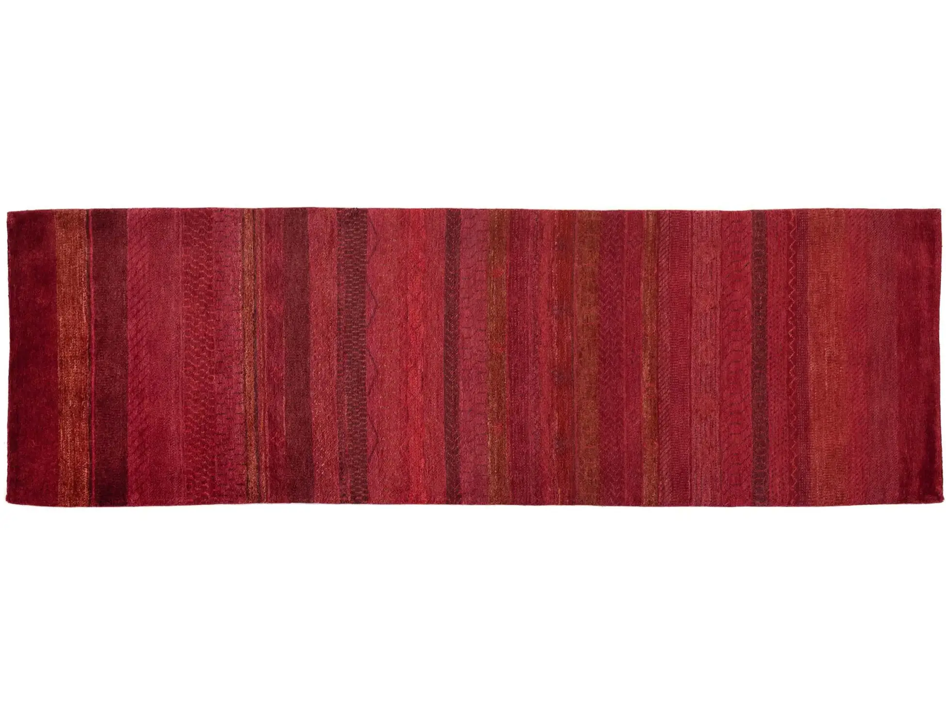 Rød text_origin_4 Gabbeh 253 x 80 cm - Unikt håndlaget teppe
