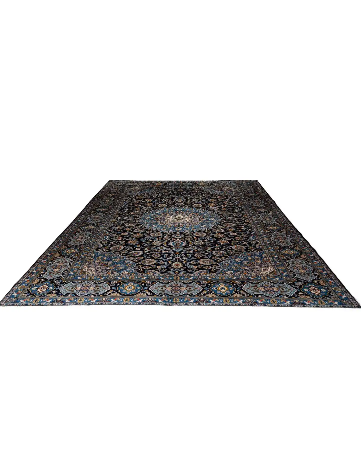 Blu Persiano Kashan 429 x 306 cm - Tappeto unico fatto a mano
