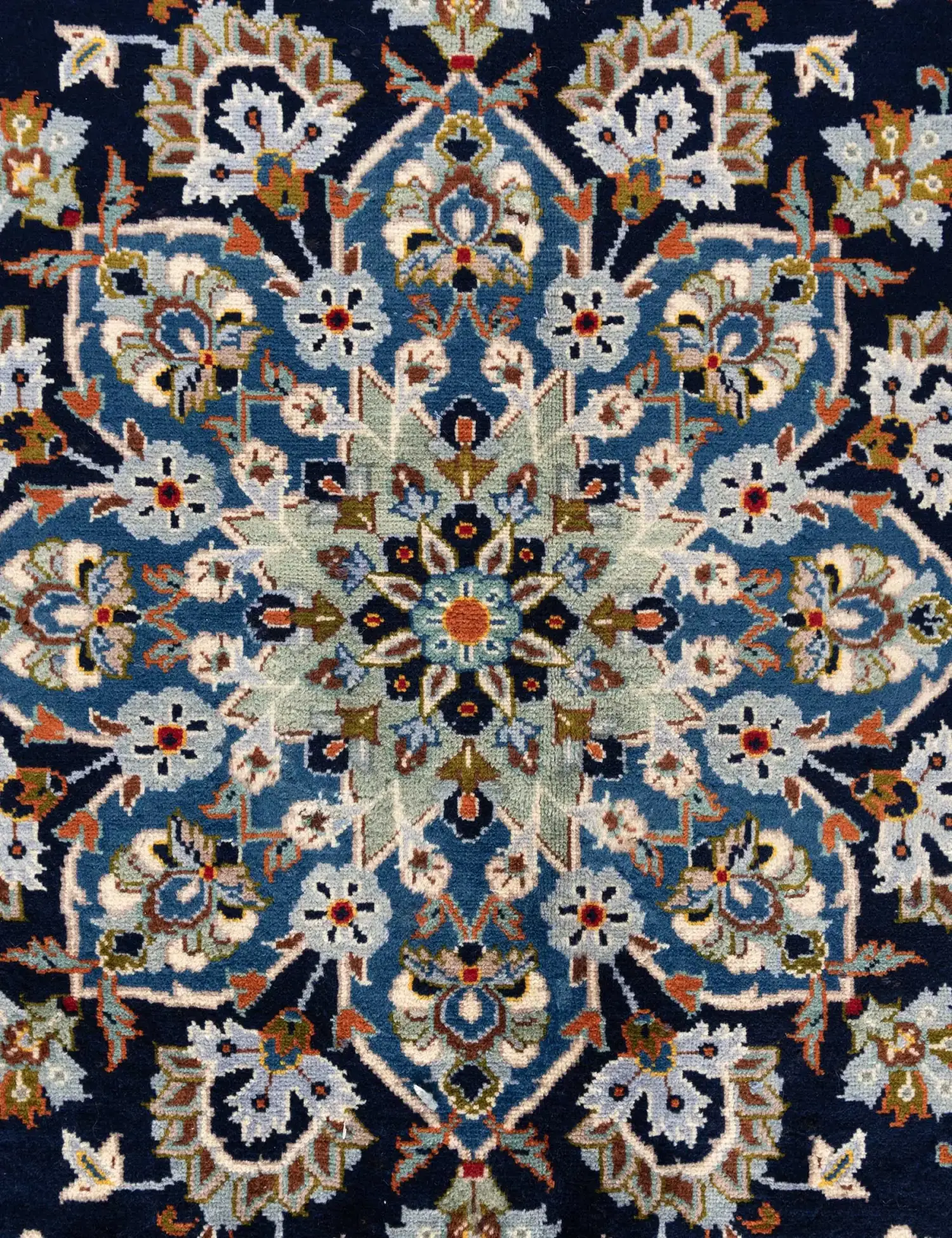 Blå Persien Kashan 370 x 272 cm - Unikt håndlavet tæppe