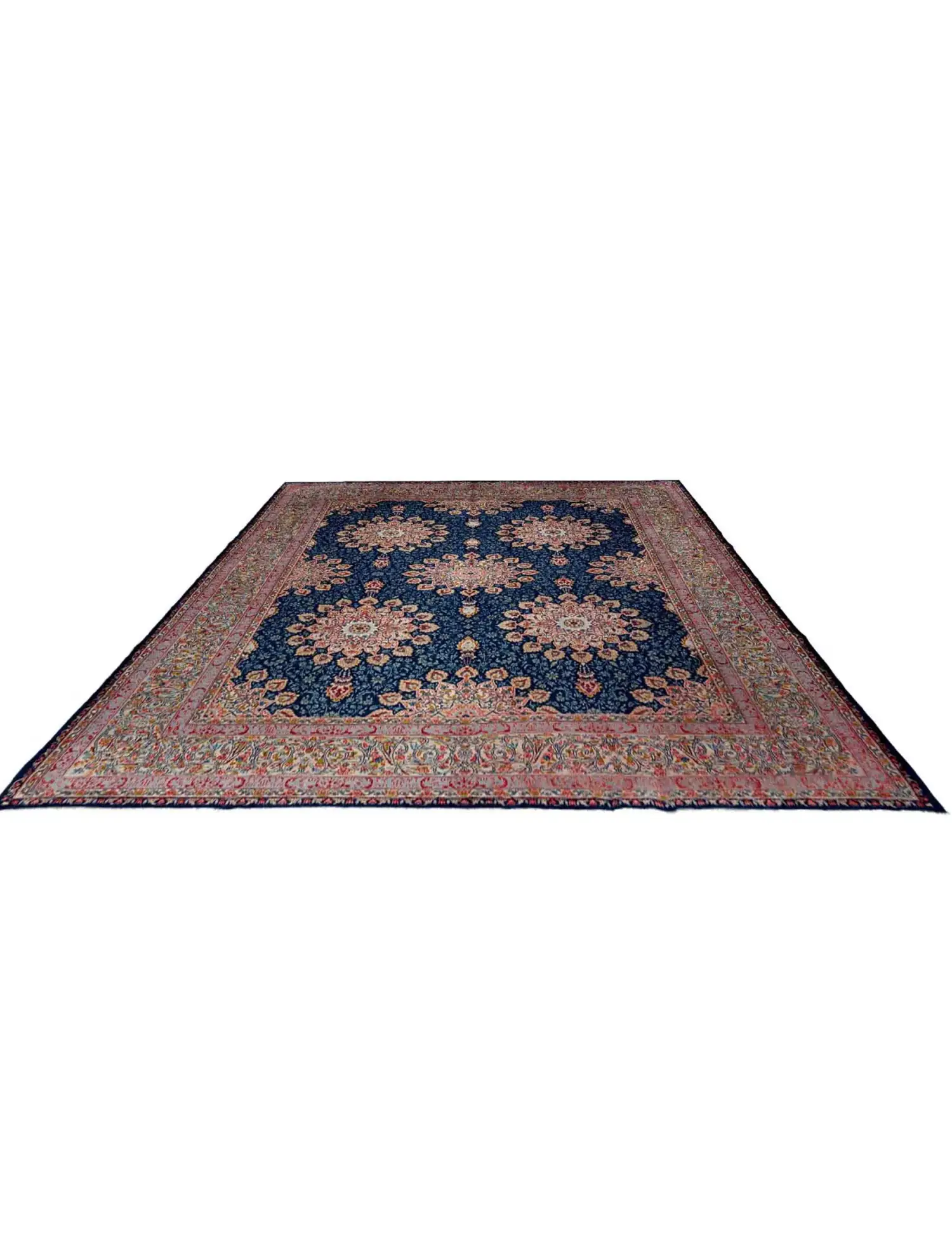 Bleu Persan Kerman Patina 394 x 293 cm - Tapis fait main unique