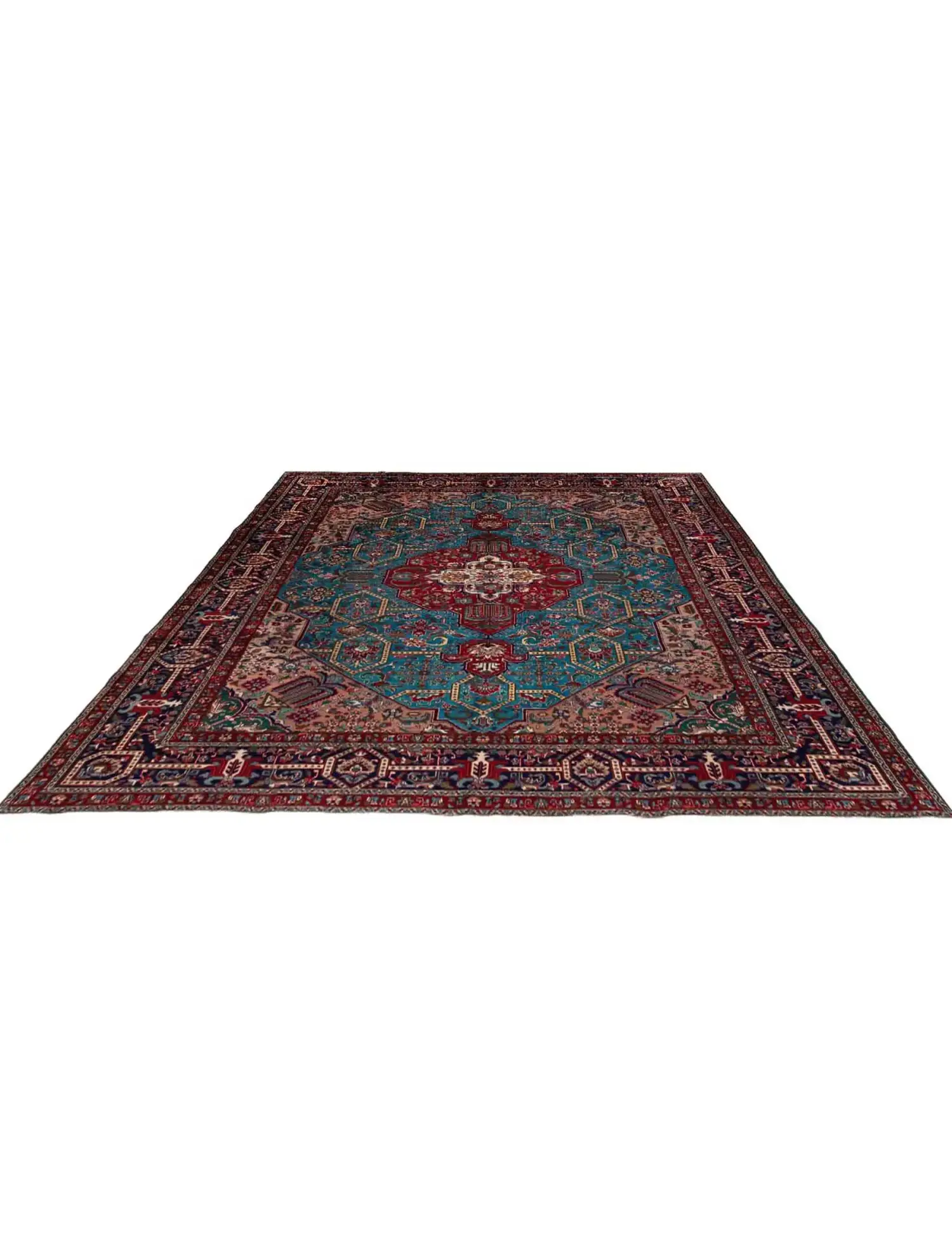 Blå persia Tabriz Patina 390 x 309 cm - Unikt håndlaget teppe