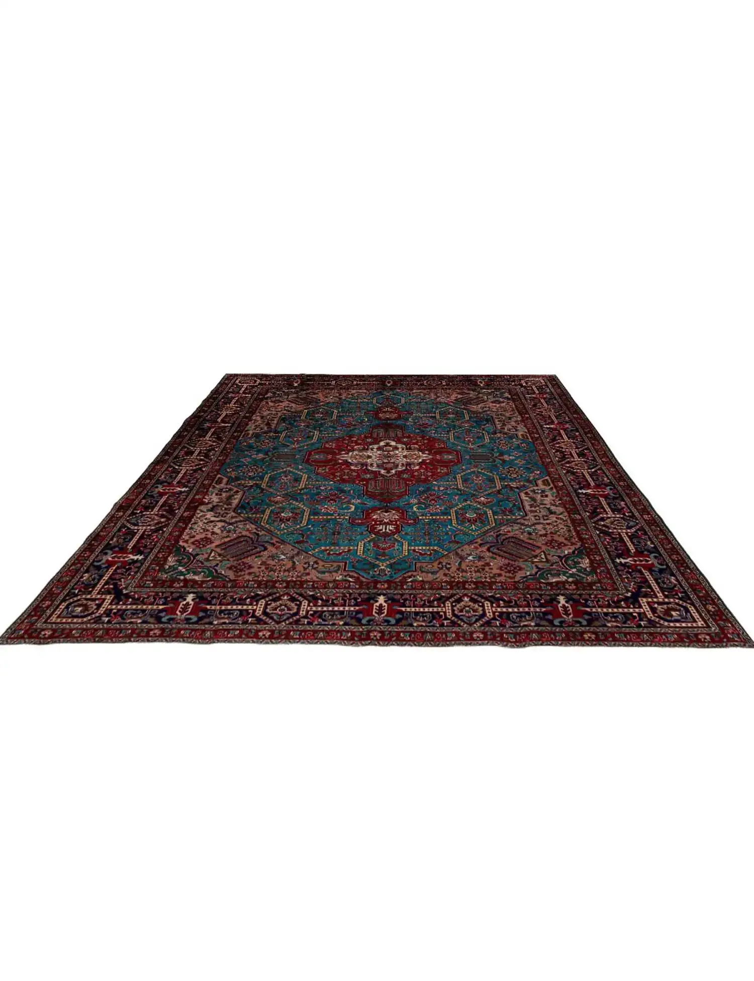 Blå persia Tabriz Patina 390 x 309 cm - Unikt håndlaget teppe